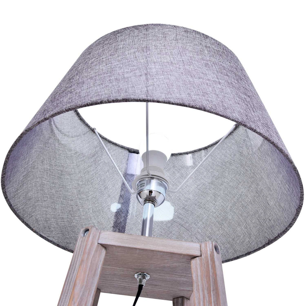 Floor Lamp With Shelf Scandinavian Floor Lamp Made Of Pine Wood & Linen, Natural & Gray, 45X45X148Cm