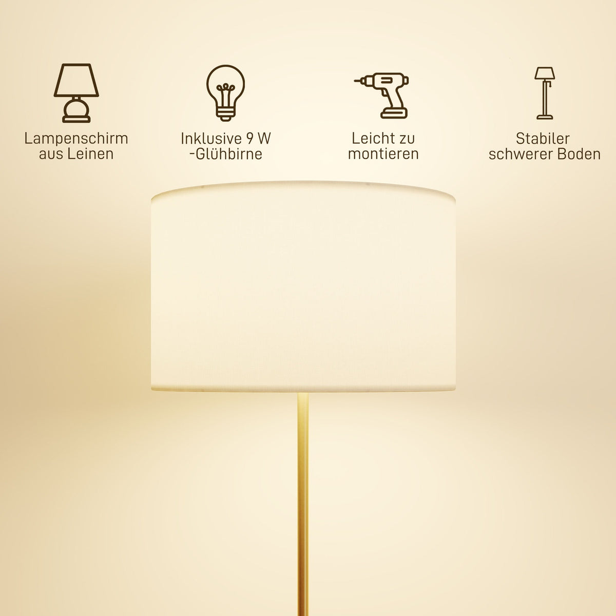 Floor Lamp with Remote, Adjustable Height, Fabric Shade
