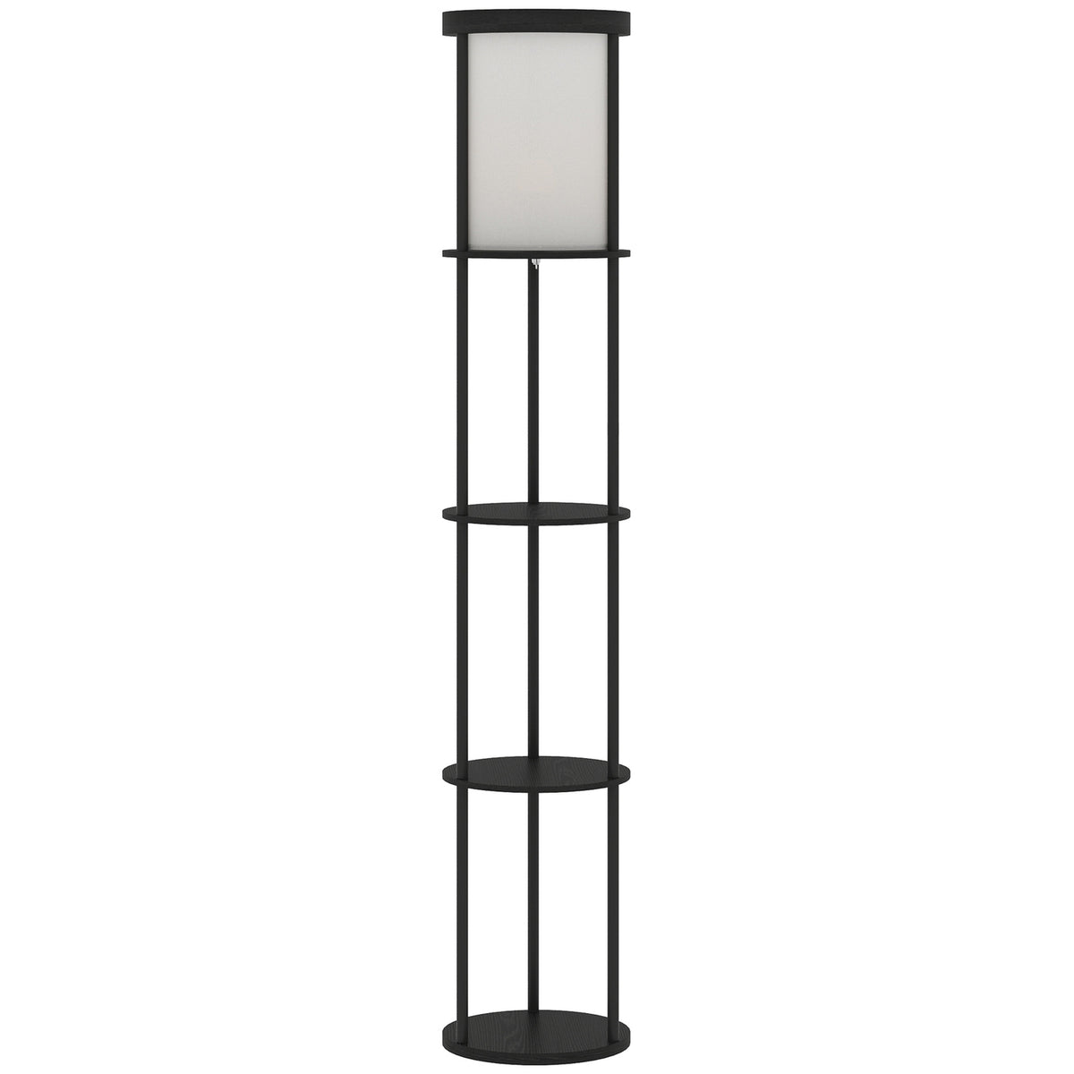 Floor Lamp with Shelves, Remote Control, Adjustable Light, Black