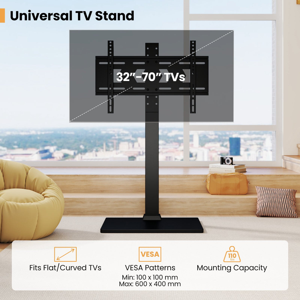 Floor TV Stand, Height Adjustable, AV Shelf, 32-70 Inch
