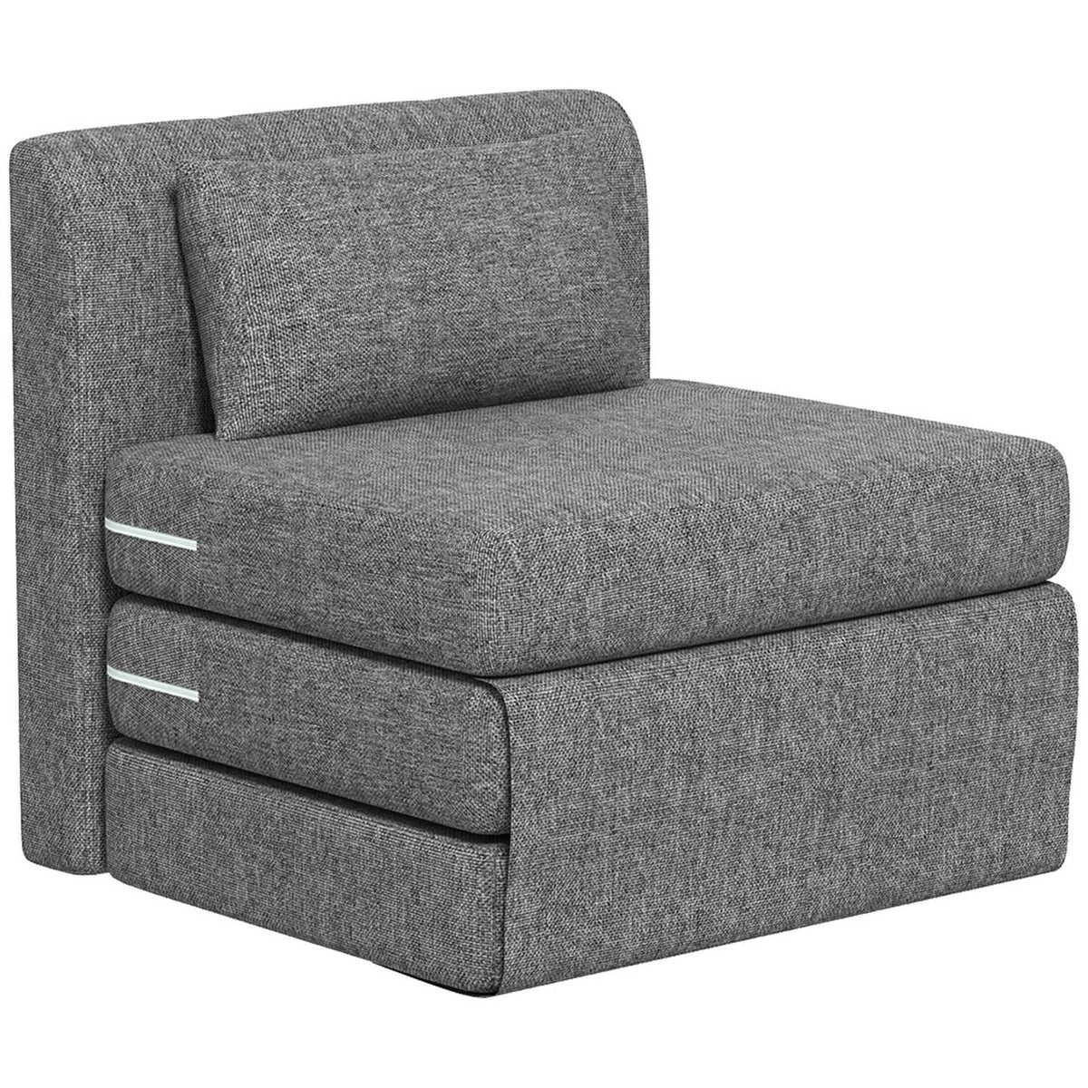 Floor chair 2-in-1 folding sofa bed with linen look, padded floor chair can hold up to 240 kg for living room, bedroom, gray
