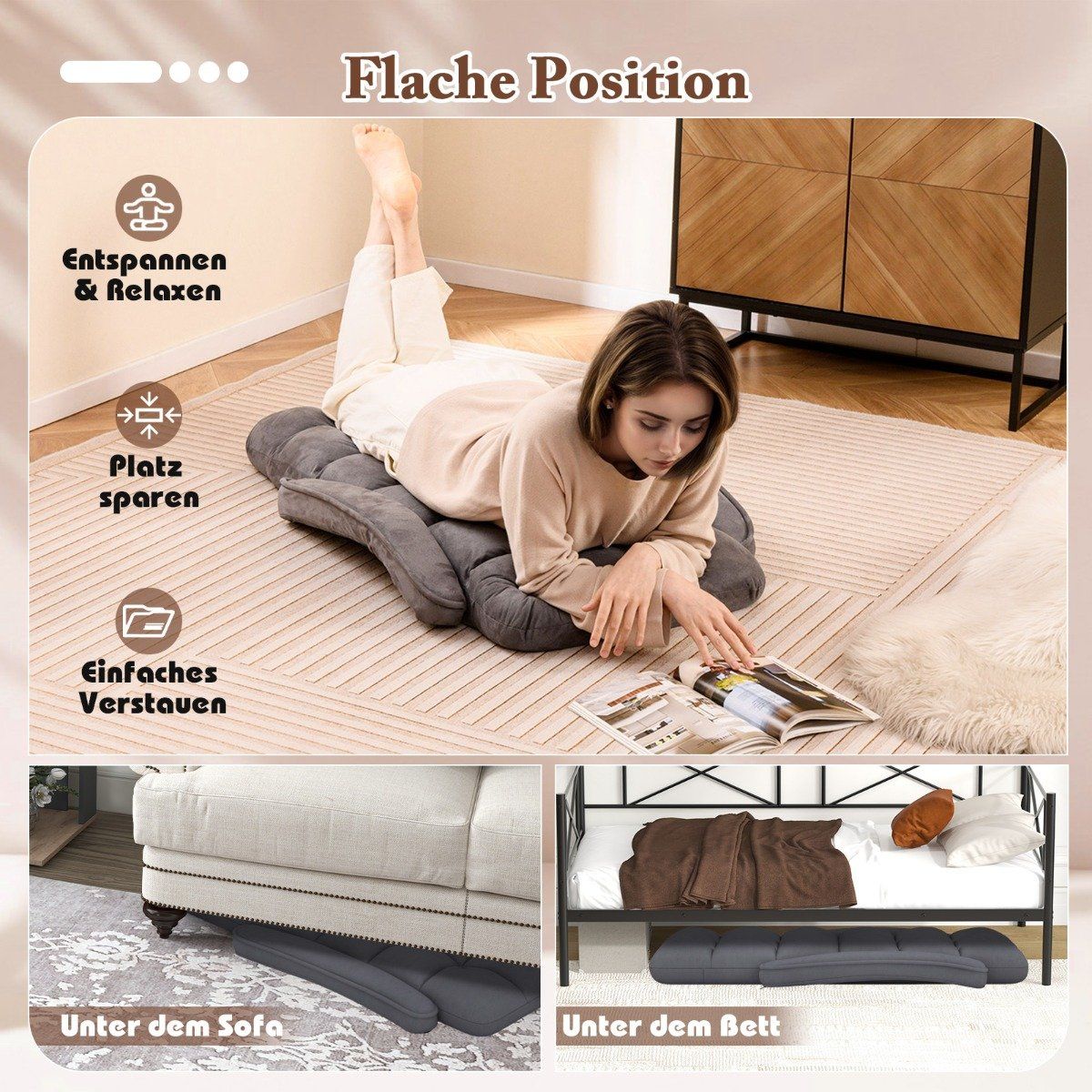Floor chair with adjustable backrest & padded seat Bondensofa relaxation chair