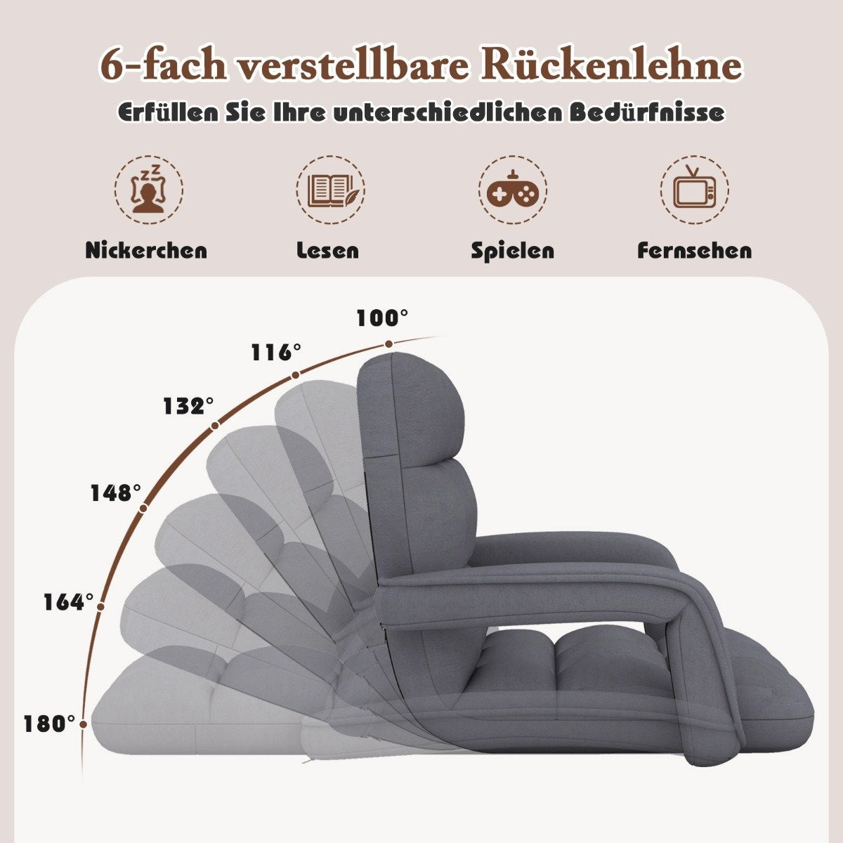 Floor chair with adjustable backrest & padded seat Bondensofa relaxation chair