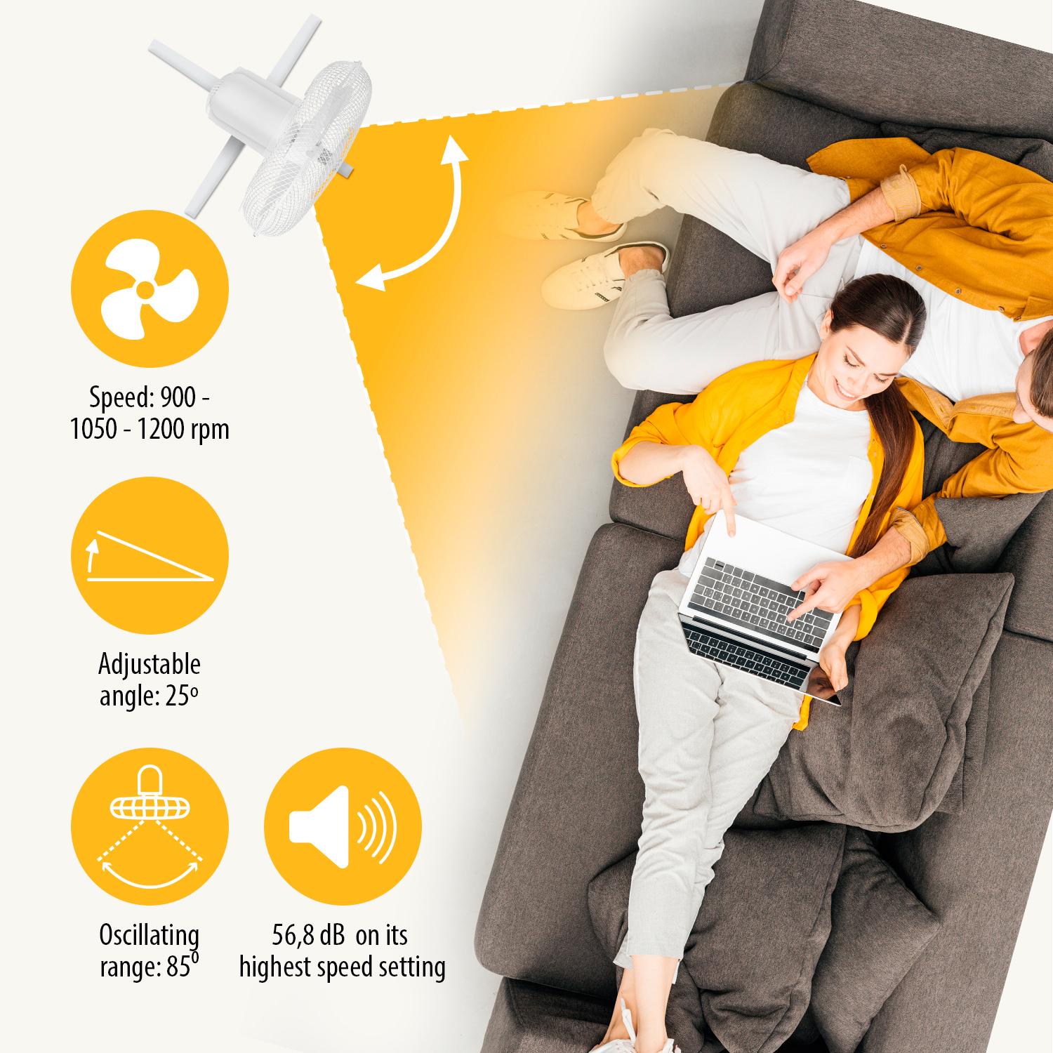 Floor fan 23cm Adjustable Height 85-115 cm