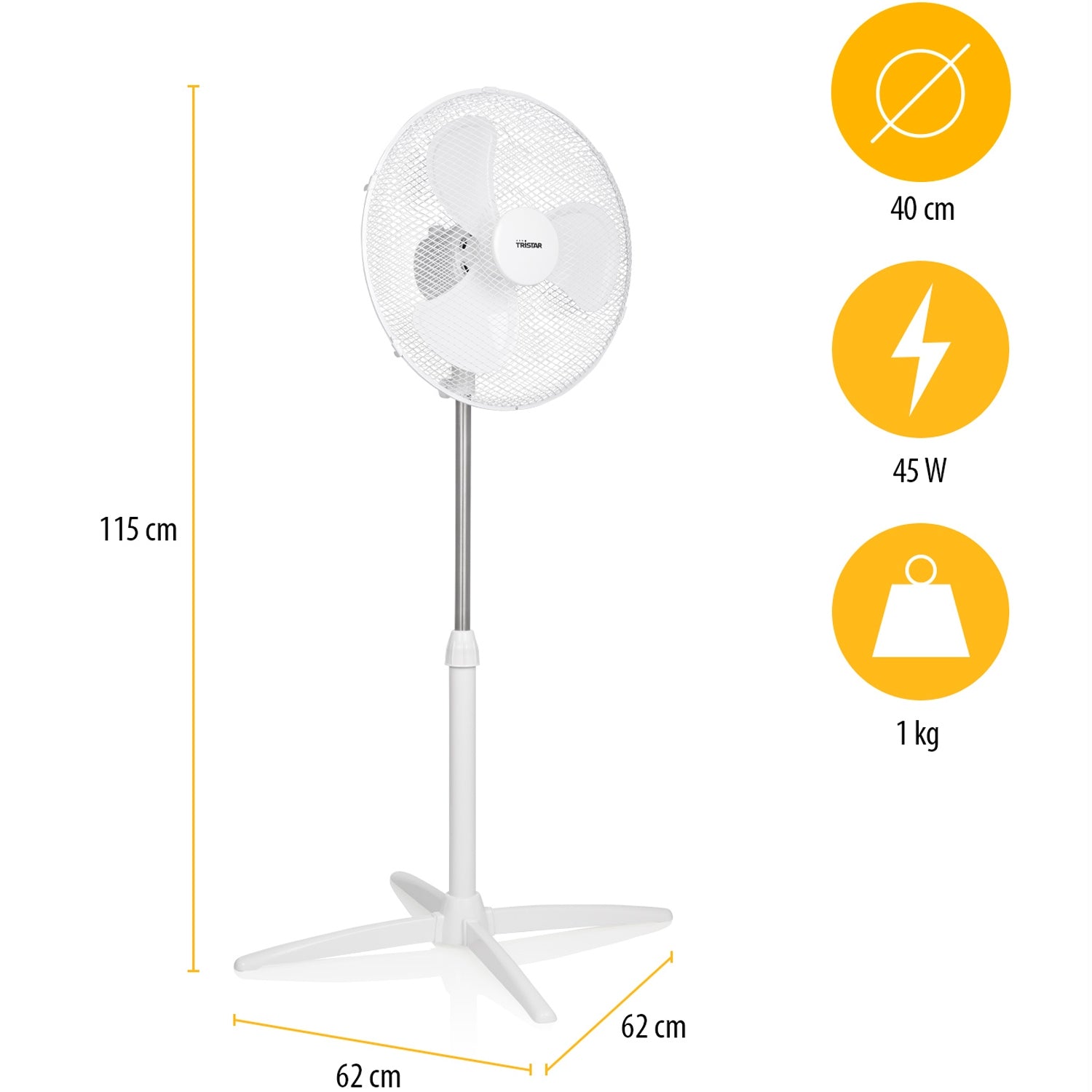 Floor fan 23cm Adjustable Height 85-115 cm