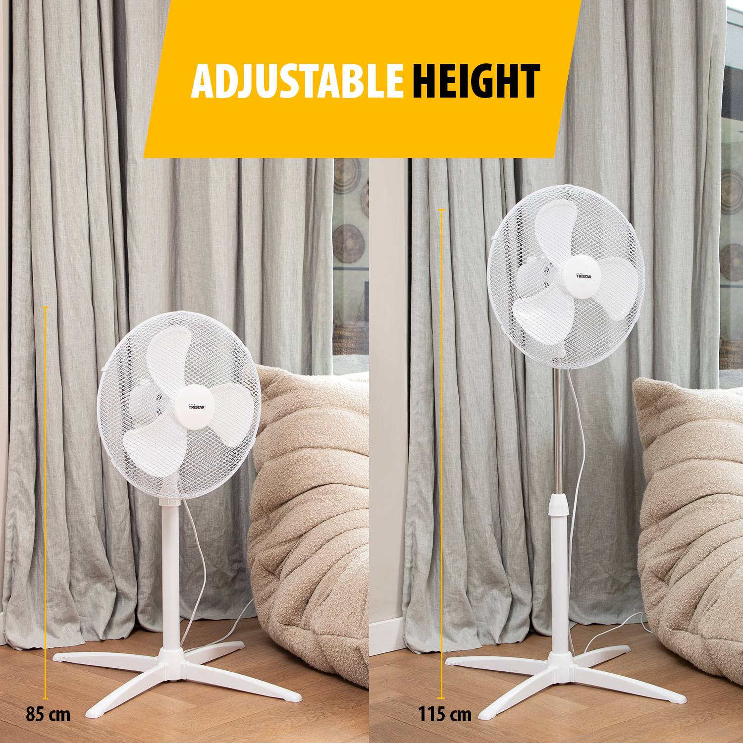 Floor fan 23cm Adjustable Height 85-115 cm