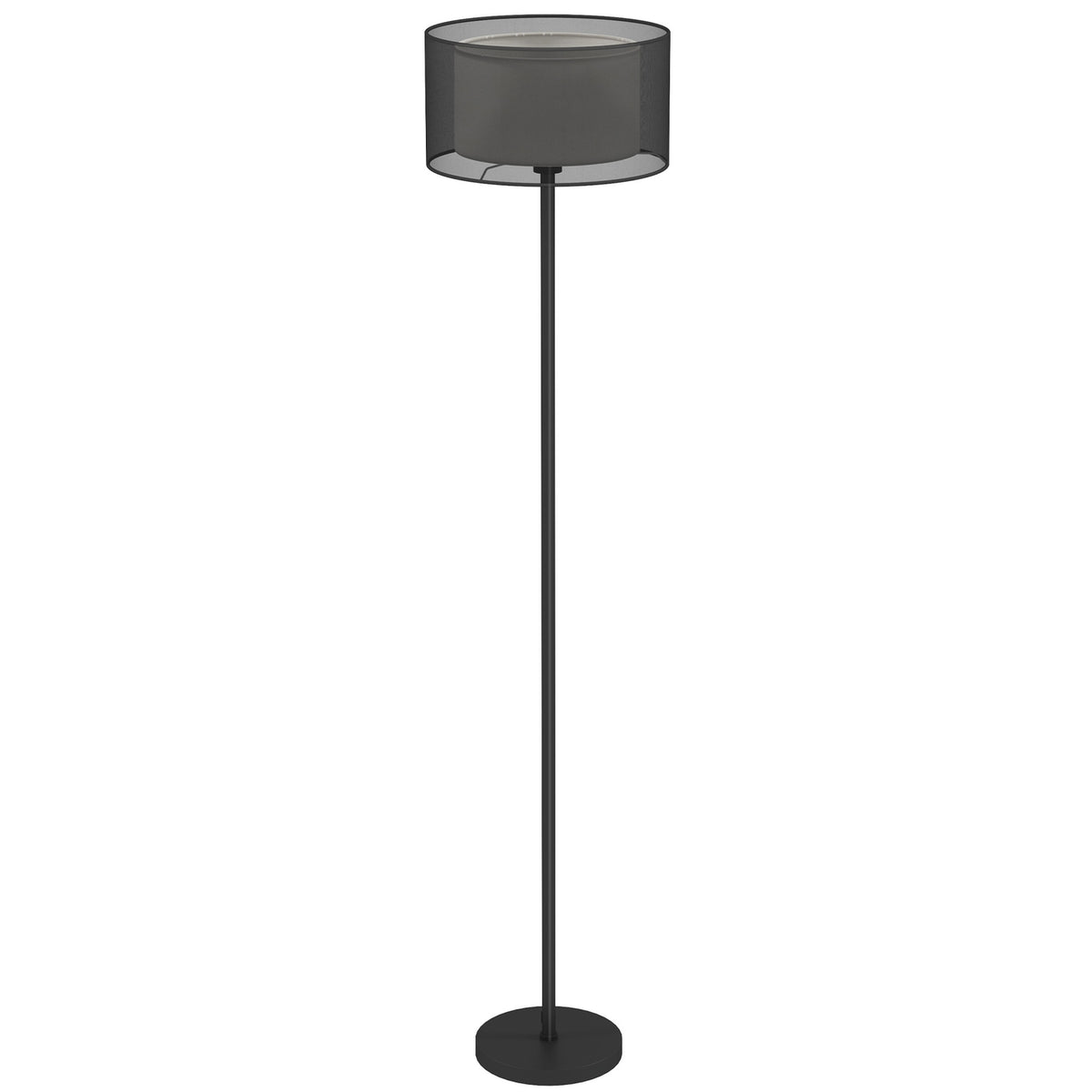 Floor lamp, floor lamp with E27 socket, two-tone fabric lampshade, floor lamp with foot switch, floor lamp for living room, bedroom, excluding bulb, black |