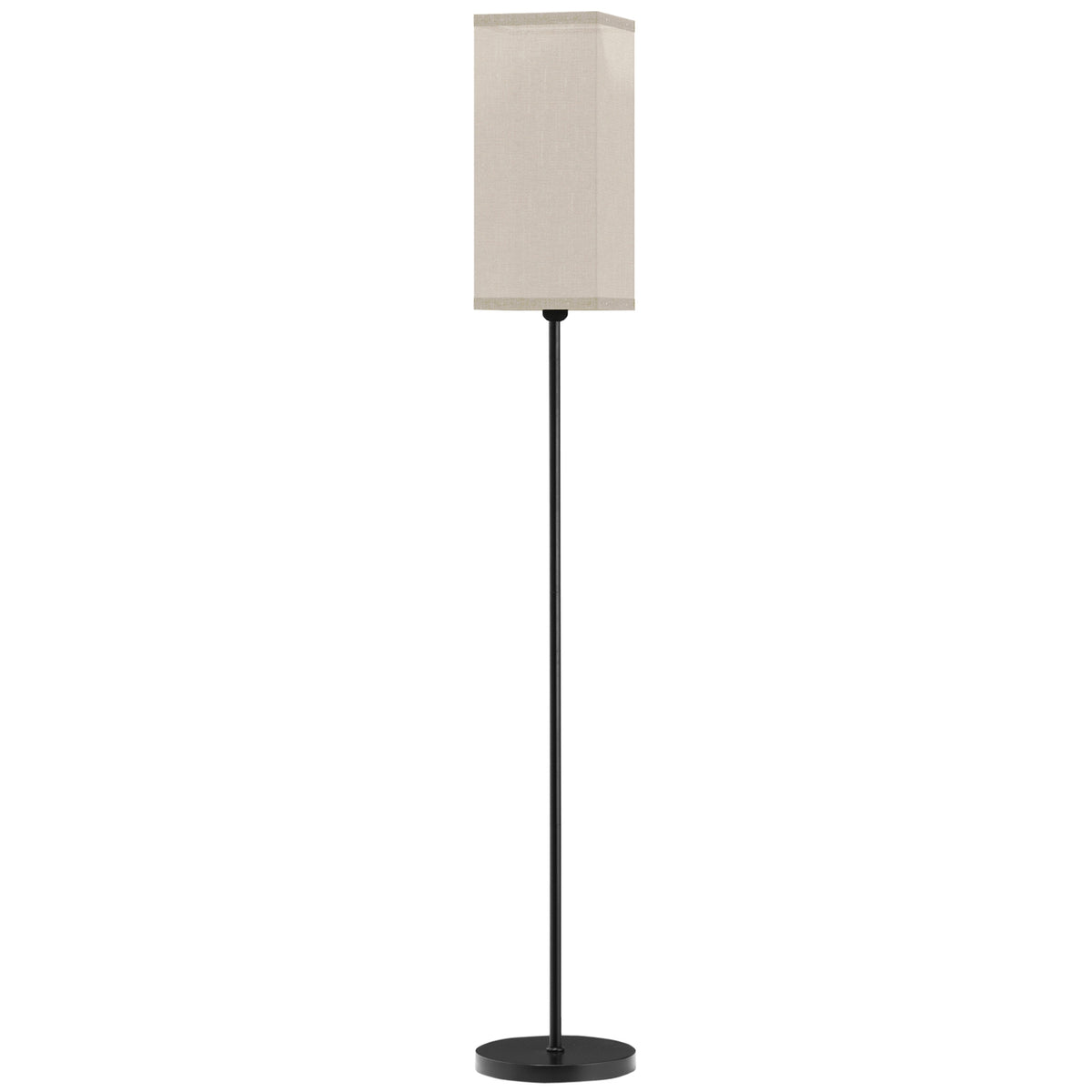 Floor lamp, modern floor lamp with foot switch, shade with linen look, floor lamp for living room, bedroom, excl. light bulb, black