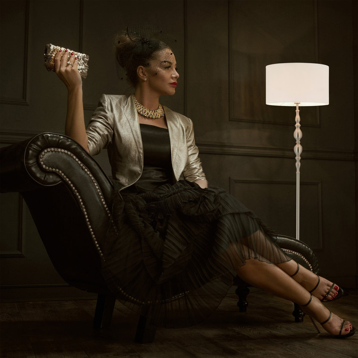 Floor lamp with fabric shade