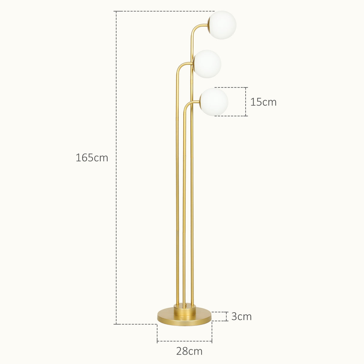 Floor lamp with rotating lampshades, 120W reading lamp, 1.65 m high bedside lamp with foot switch, floor lamp for bedroom, office, living room, gold