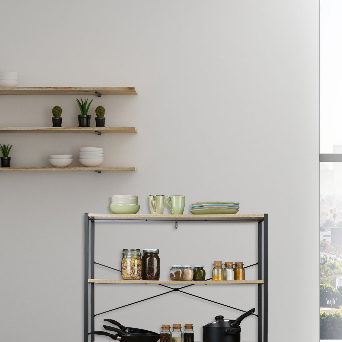 Floor shelf with 3 levels
