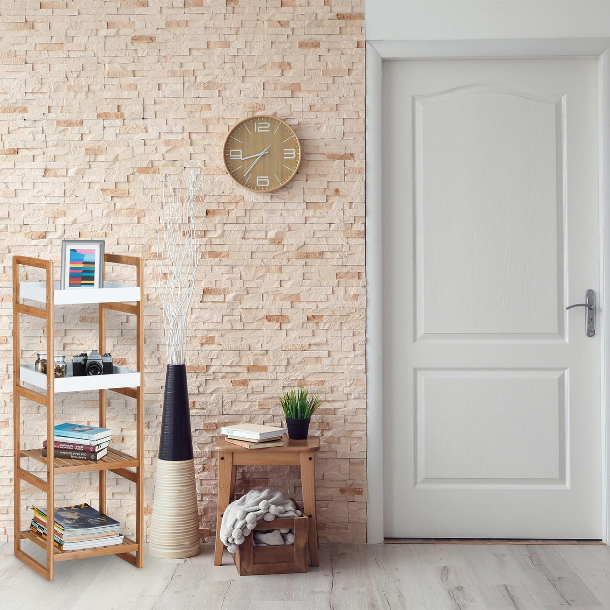 Floor shelf with 4 compartments for bathrooms
