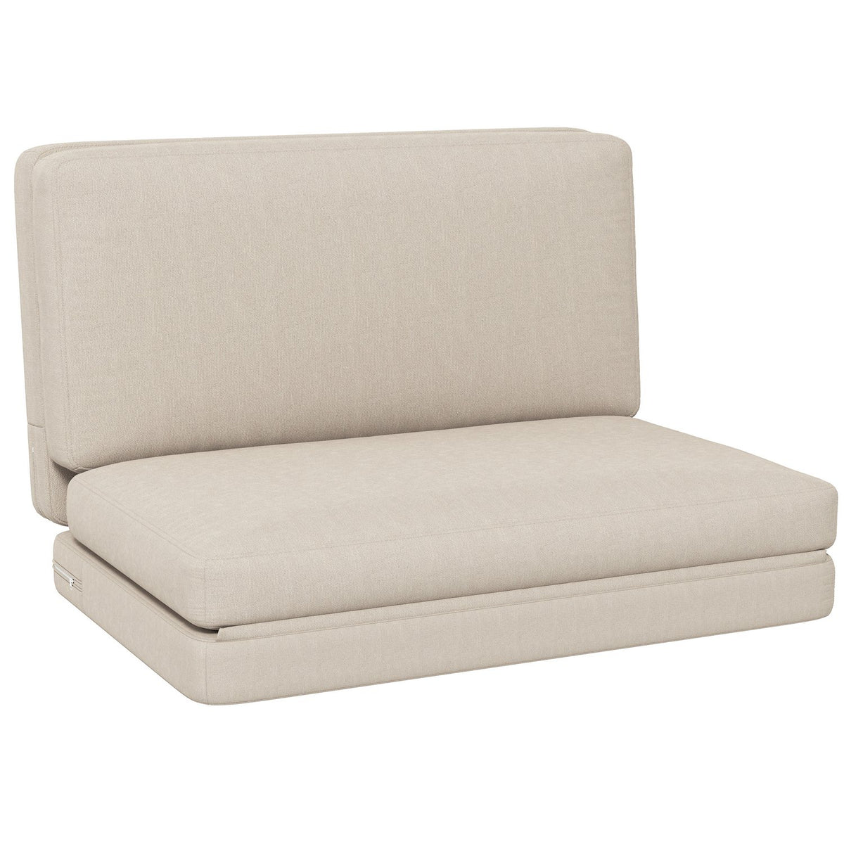 Floor sofa 3-in-1 folding sofa bed with velvet look, padded sofa bed can hold up to 240 kg for bedroom, living room, beige