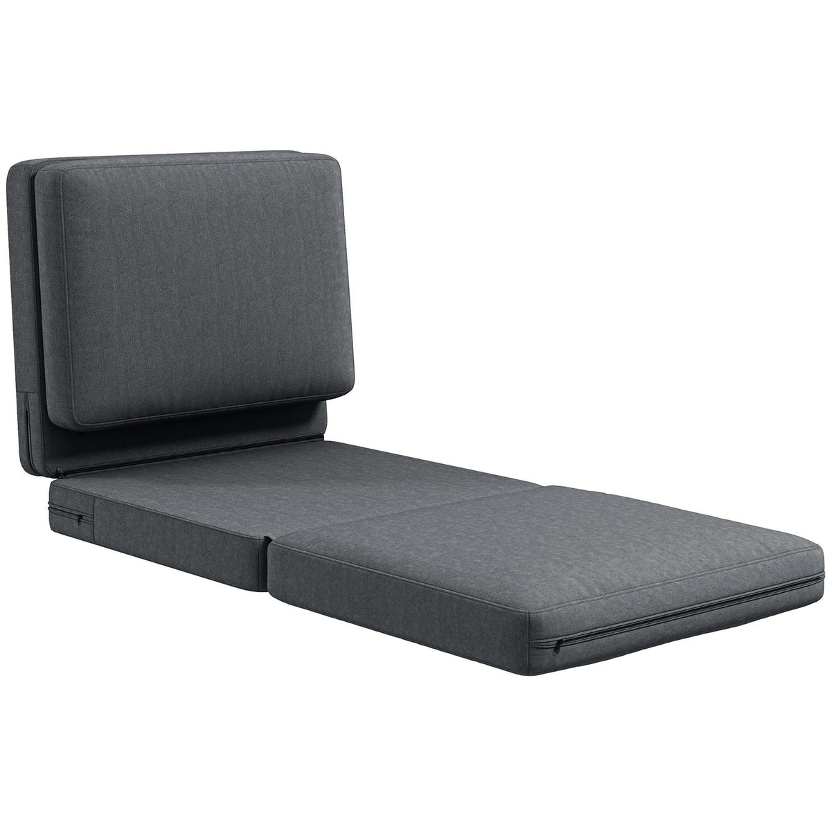 Floor sofa 3-in-1 folding sofa bed with velvet look, upholstered sofa bed can hold up to 240 kg, for bedroom, living room, dark gray