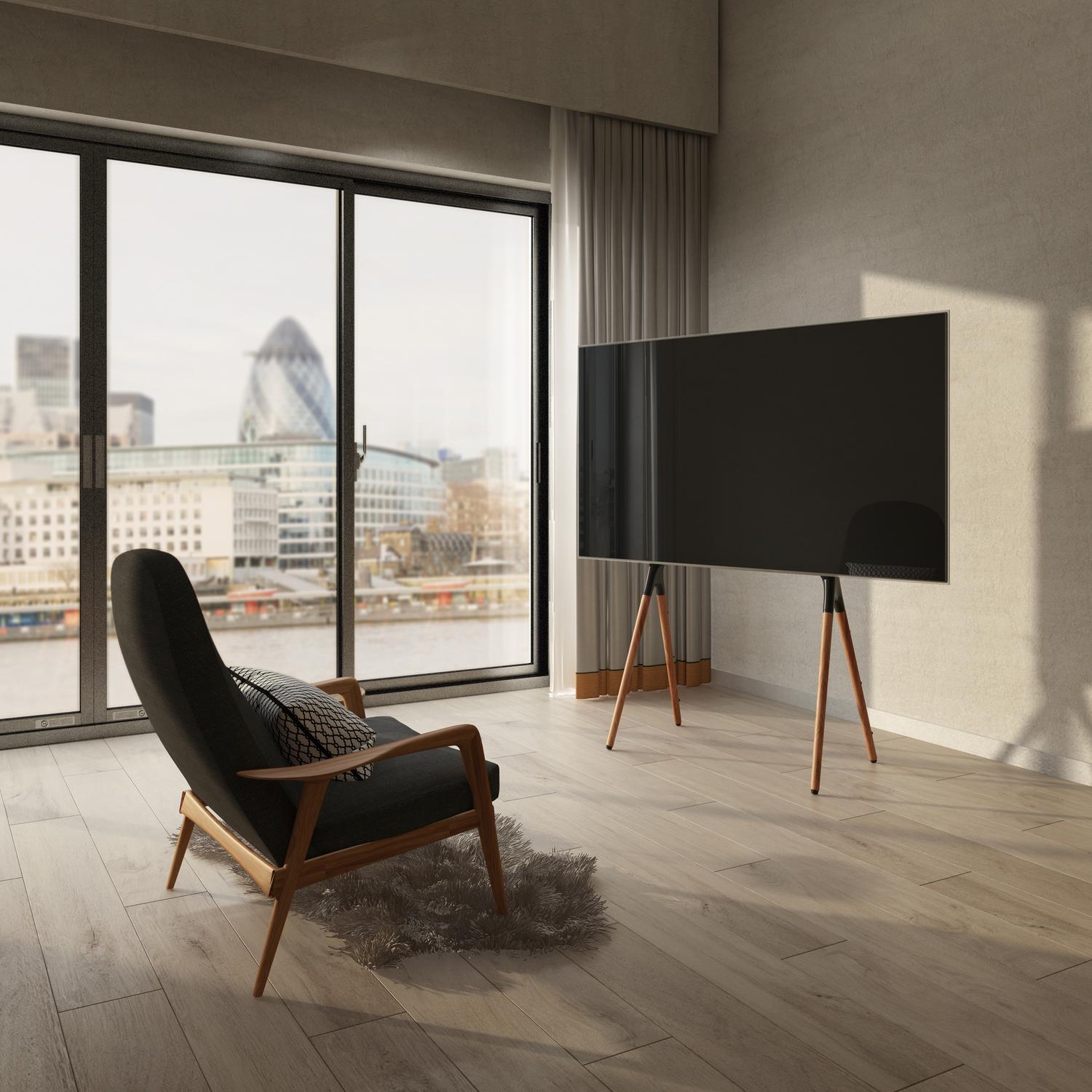 Floor stand for TV 49-70" Black/Walnut