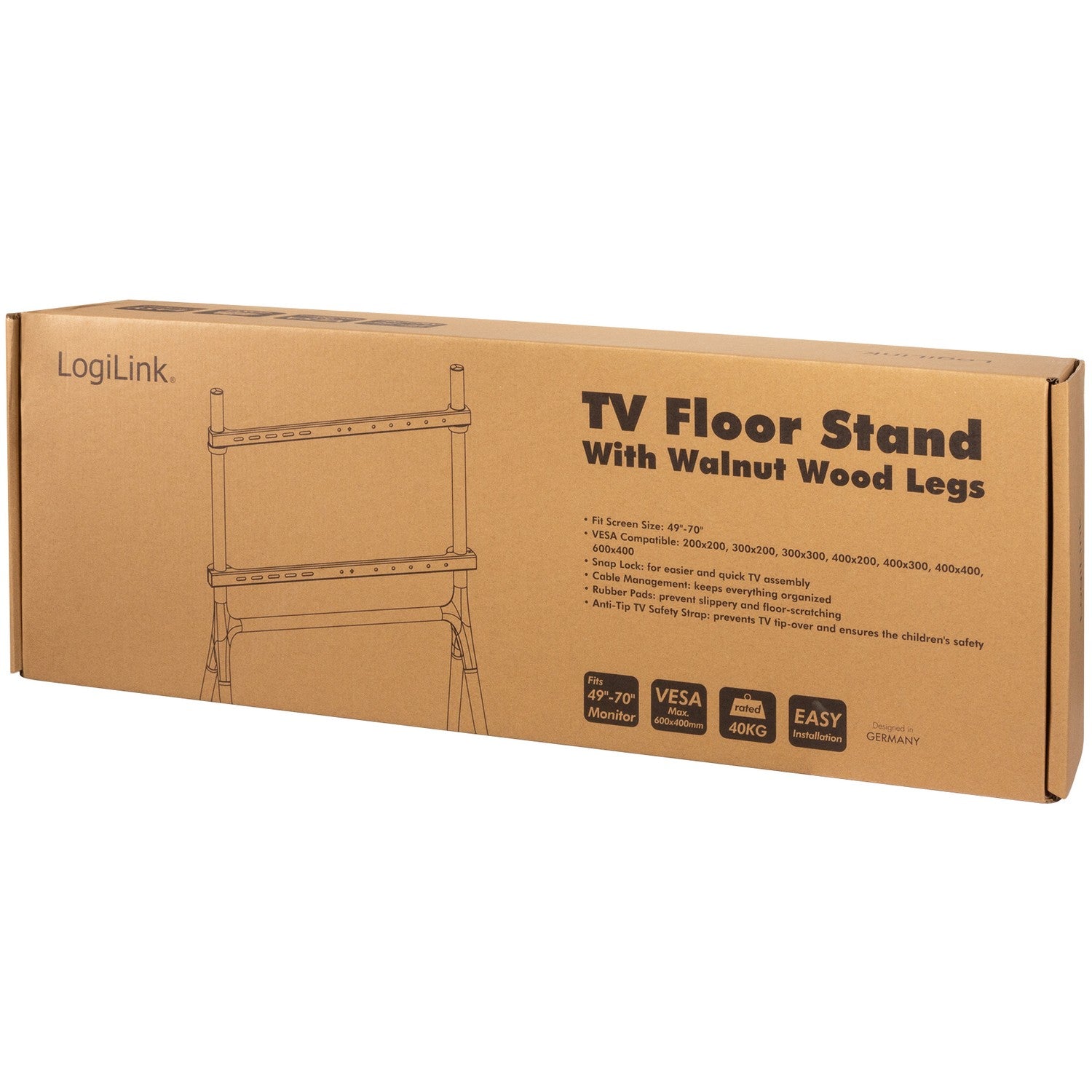 Floor stand for TV 49-70" Black/Walnut