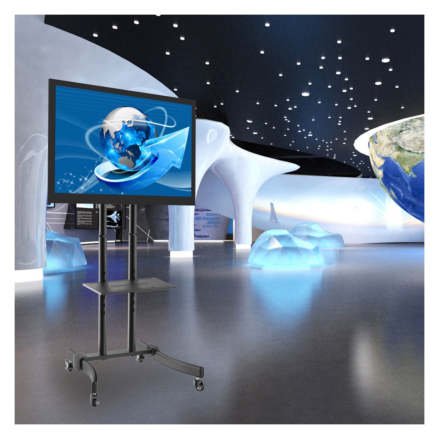 Floor stand with wheels TV 37-70" max 40kg Black