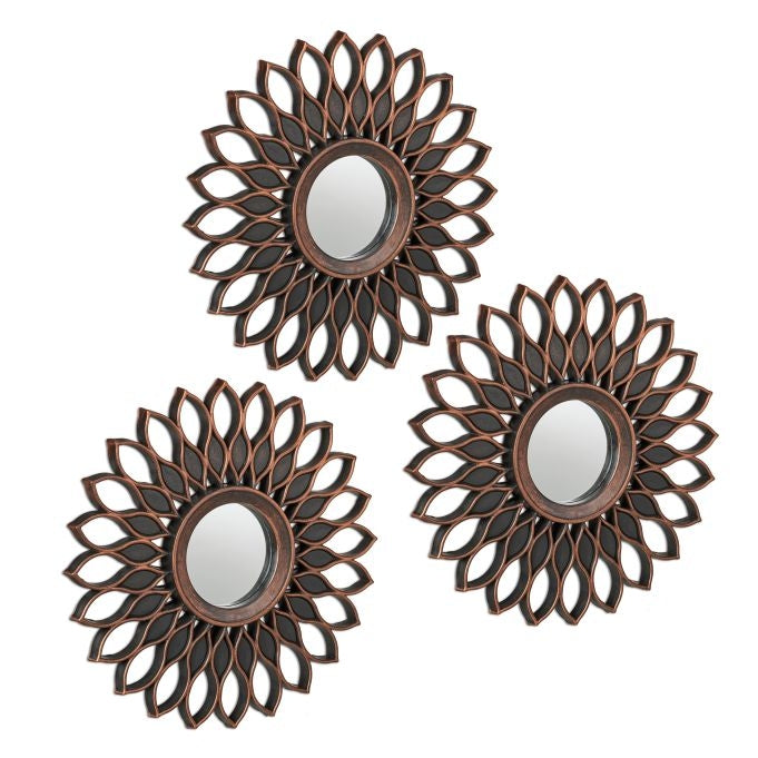 Floral mirror set of 3