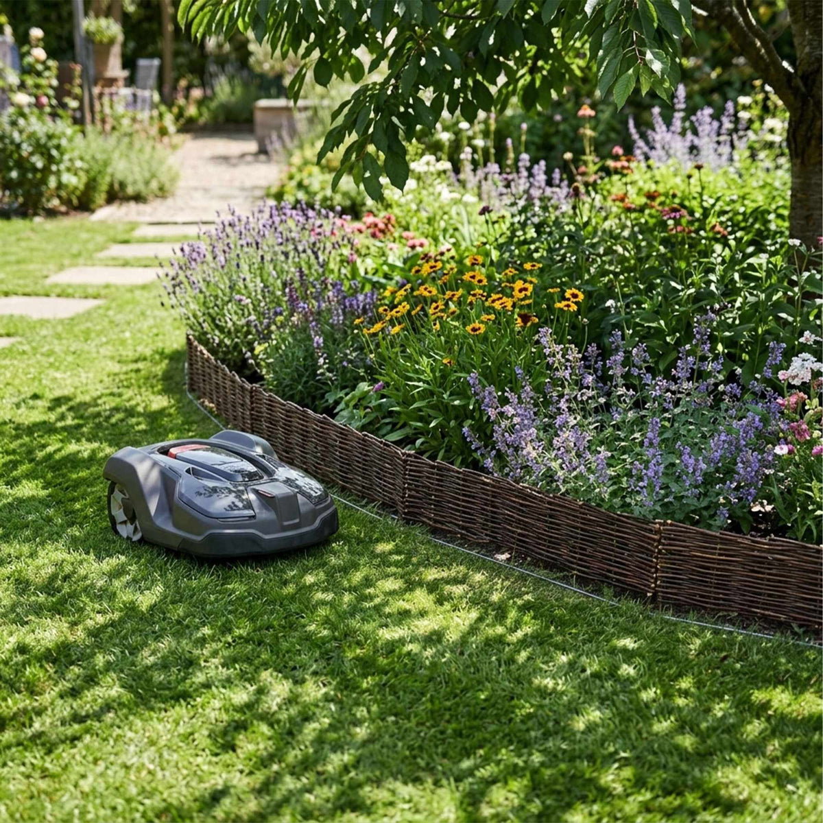 Flower Bed Edging, Willow Wicker Border With Pegs