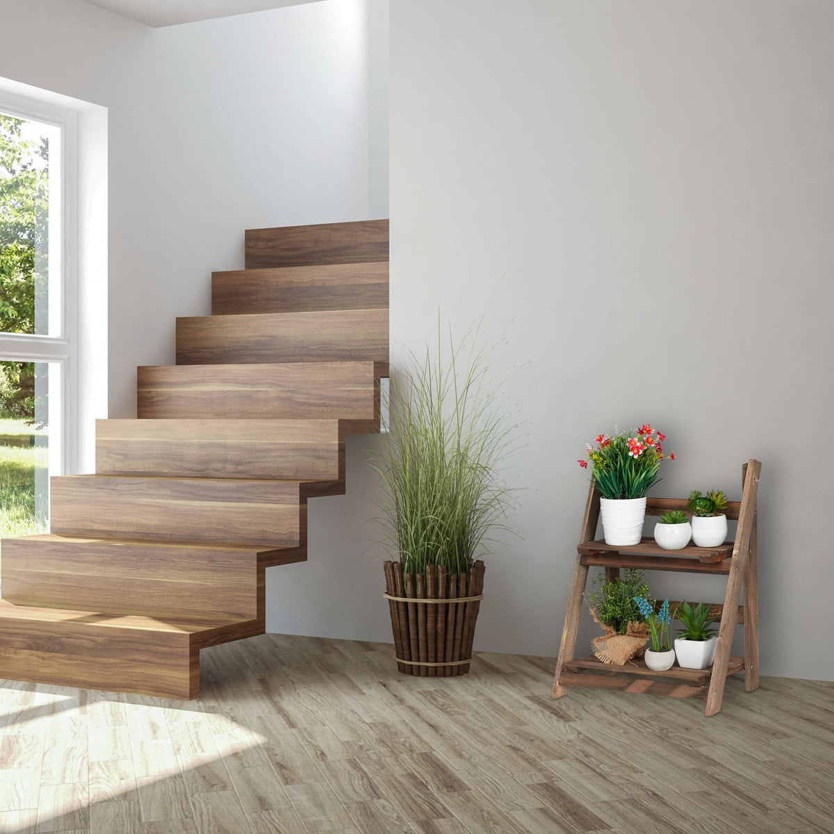 Flower Stairs Wood Dark Brown