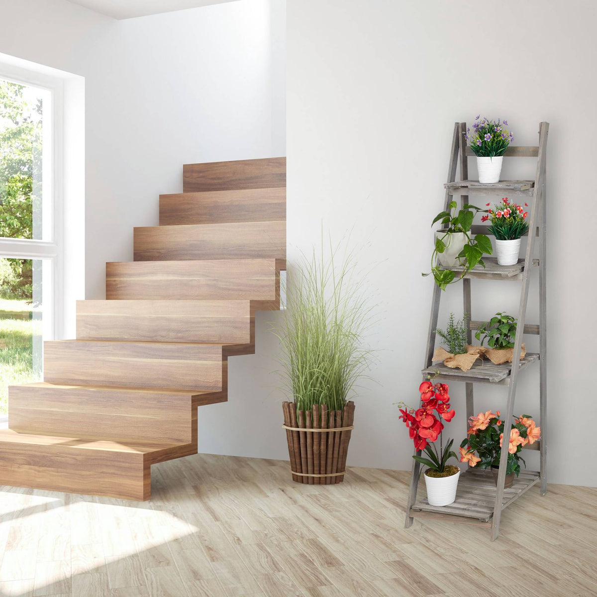 Flower Stairs Wood Grey
