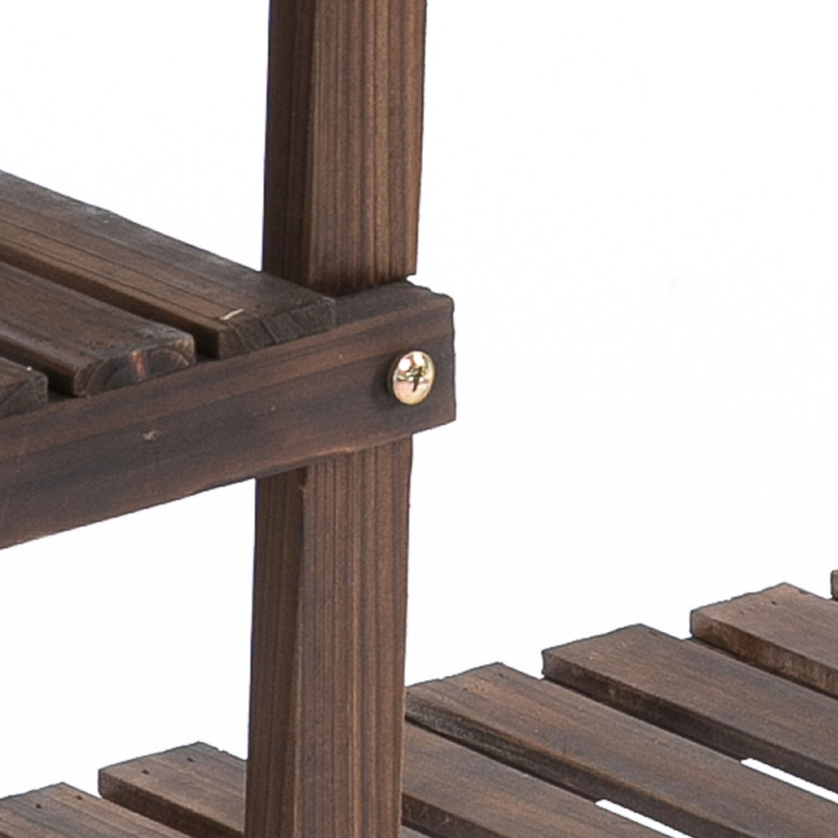 Flower Stand Plant Shelf, Four Tier Flower Shelf, Solid Wood, Charred, 123.5X33X80Cm