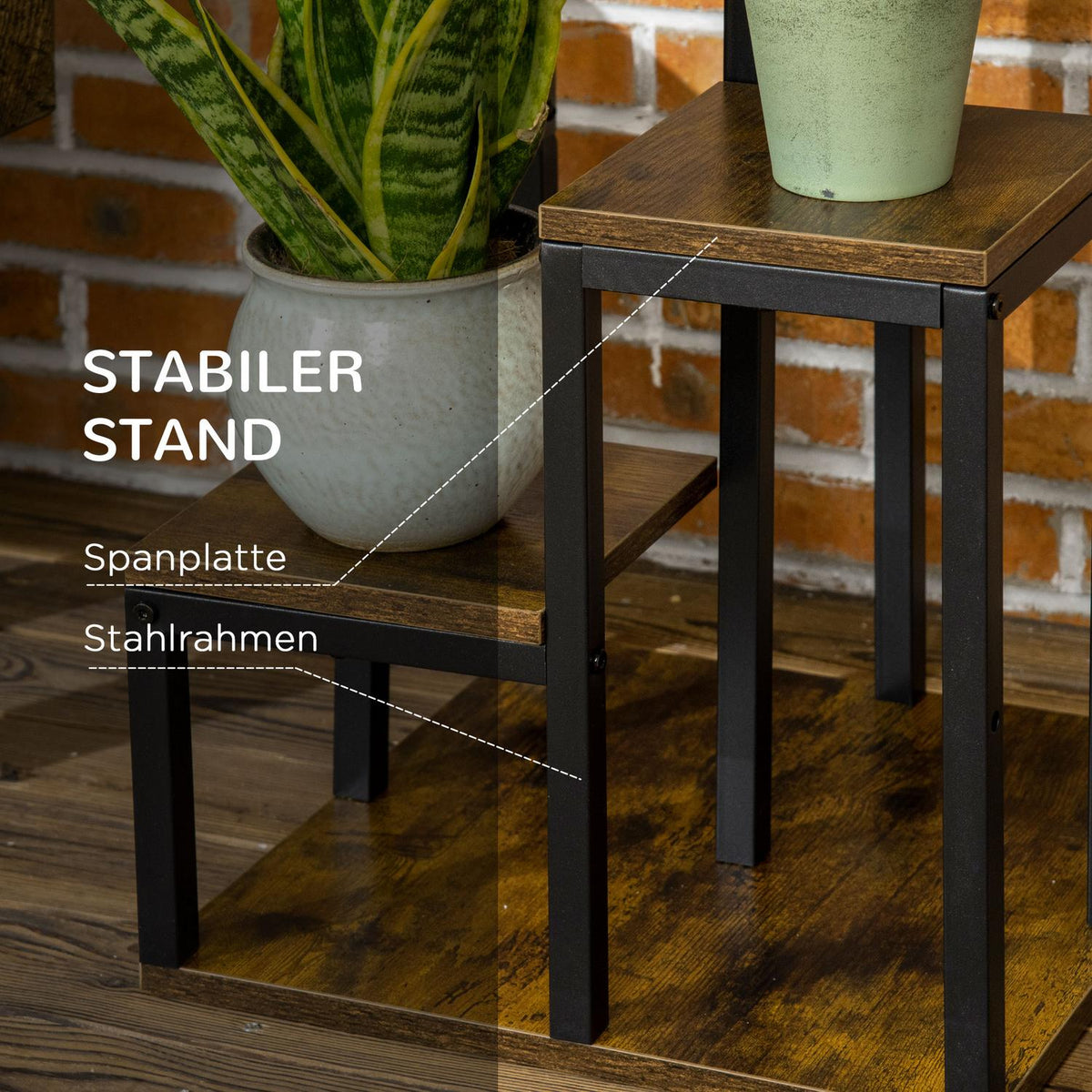 Flower Stand Plant Stand With 4 Tiers, Multifunctional Plant Shelf, Brown, 40X40X81Cm