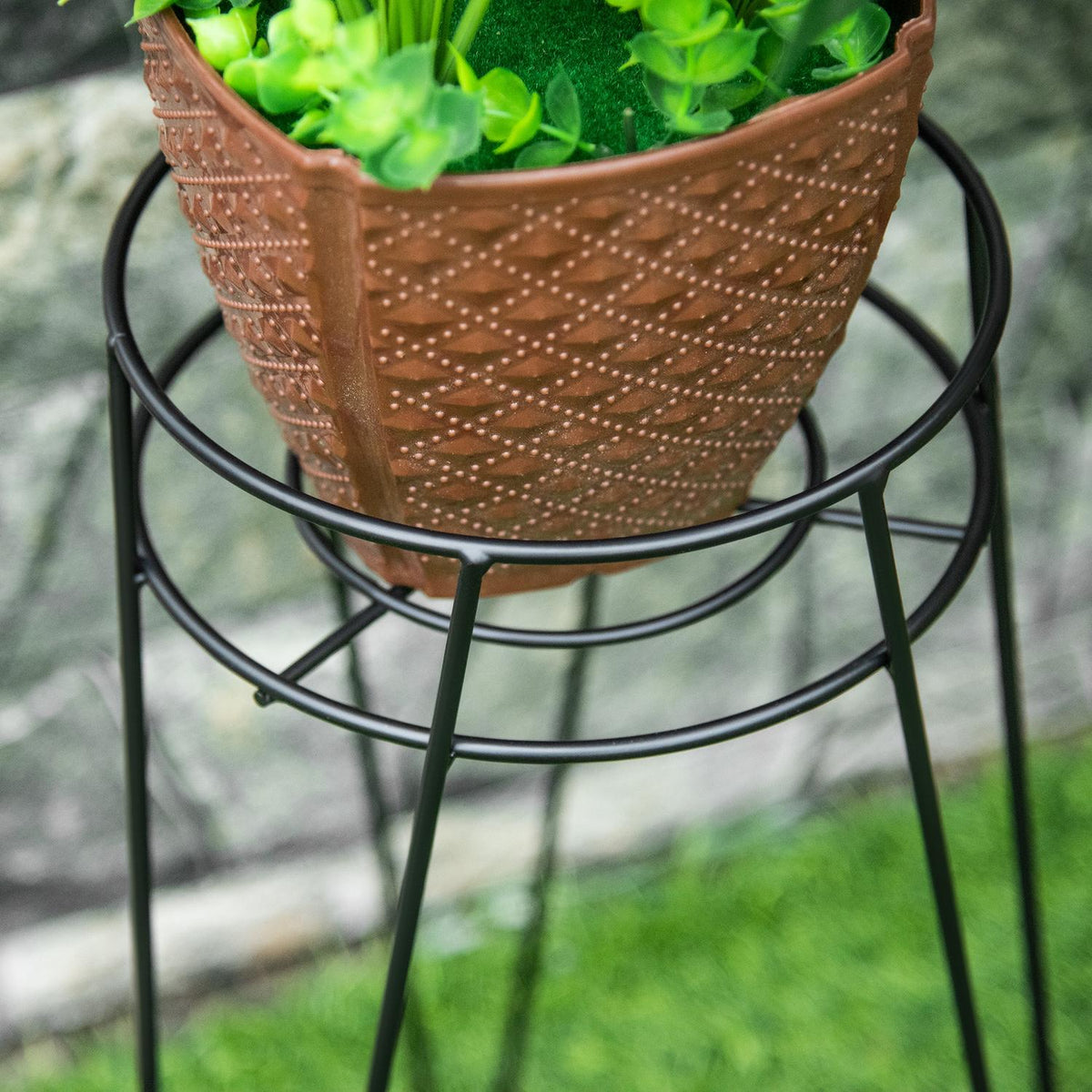Flower Stand Set Of 3 Metal Plant Stand Set Flower Stool Flower Pot Holder Plant Stool For Flower Pot Up To Diameter 16 Cm Black