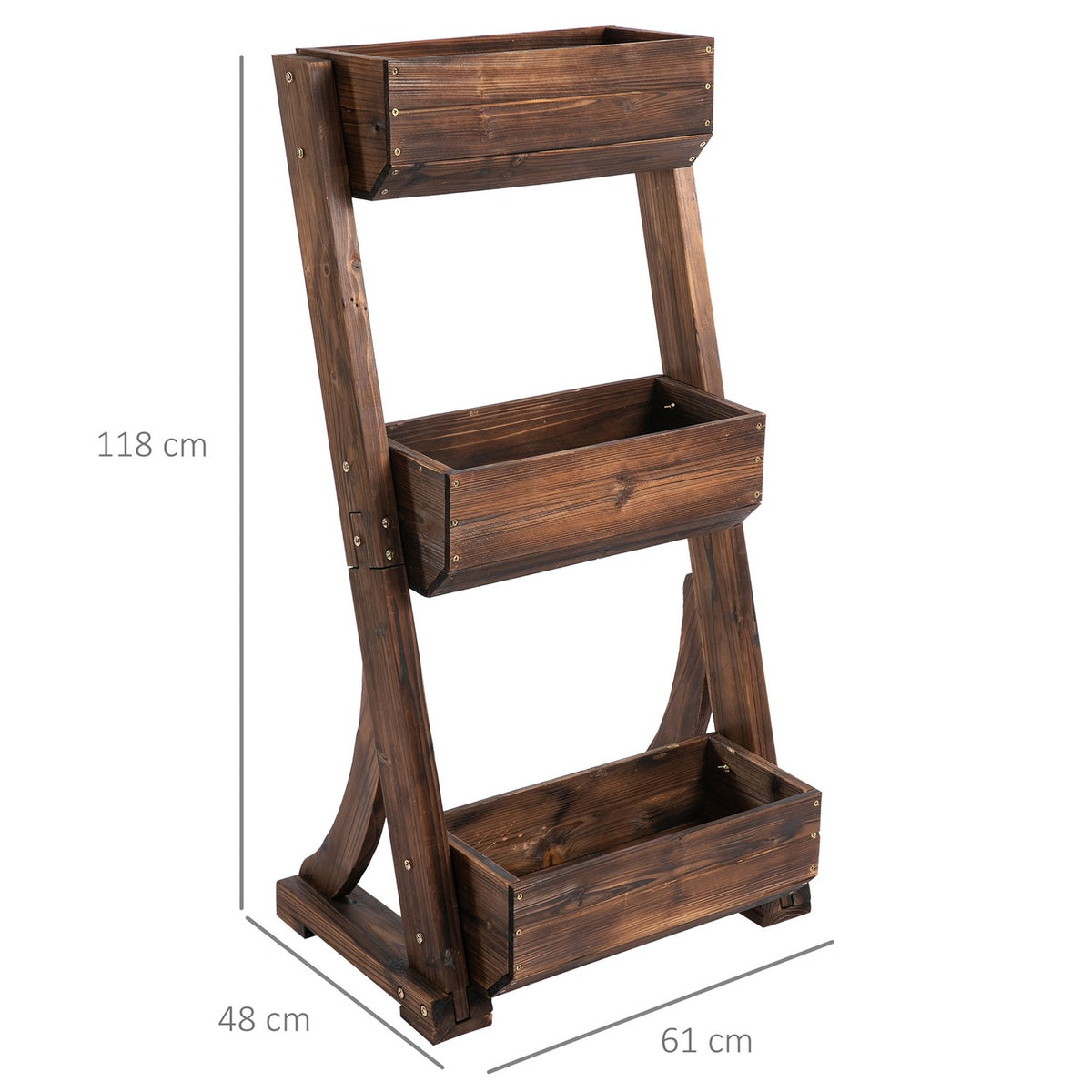 Flower Stand Wooden Plant Stand Flower Stairs Flower Shelf Plant Stairs Plant Shelf Brown 61 X 48 X 118 Cm
