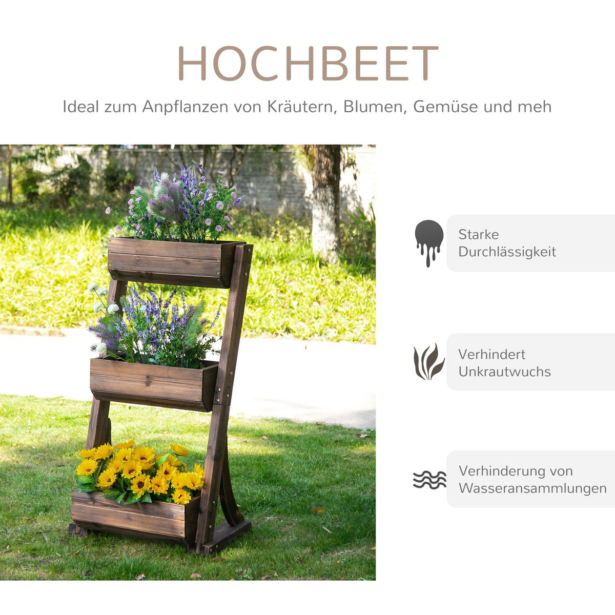 Flower Stand Wooden Plant Stand Flower Stairs Flower Shelf Plant Stairs Plant Shelf Brown 61 X 48 X 118 Cm
