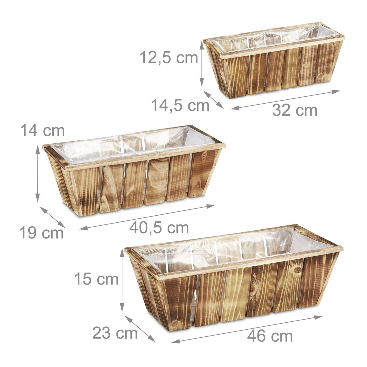 Flower box Wood Set of 3