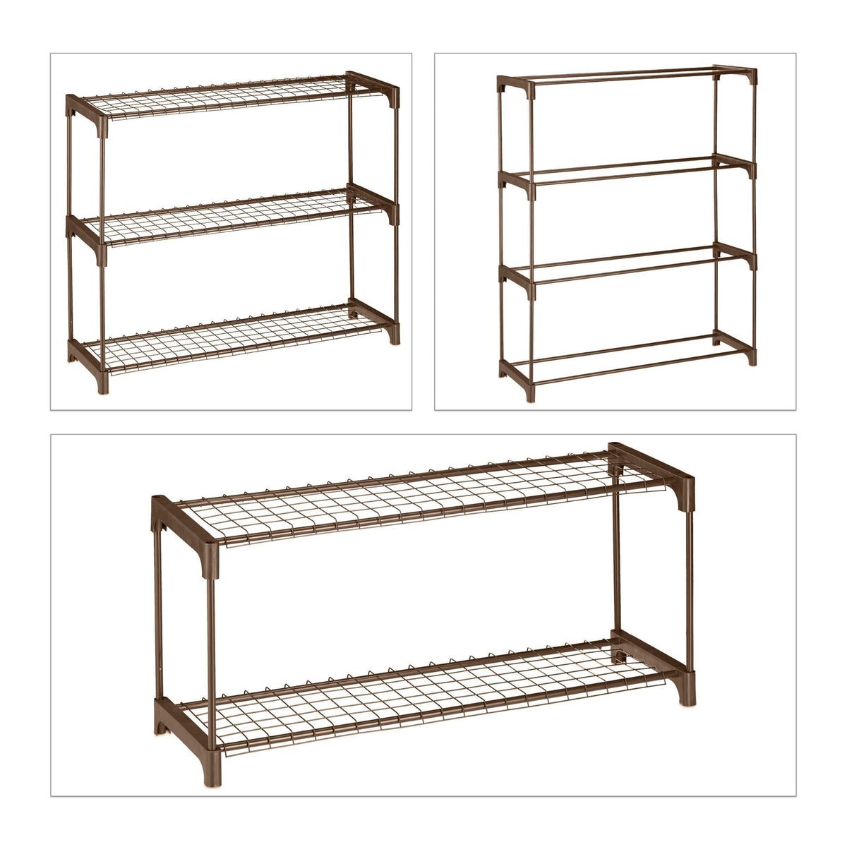 Flower stand in brown metal 4 shelves