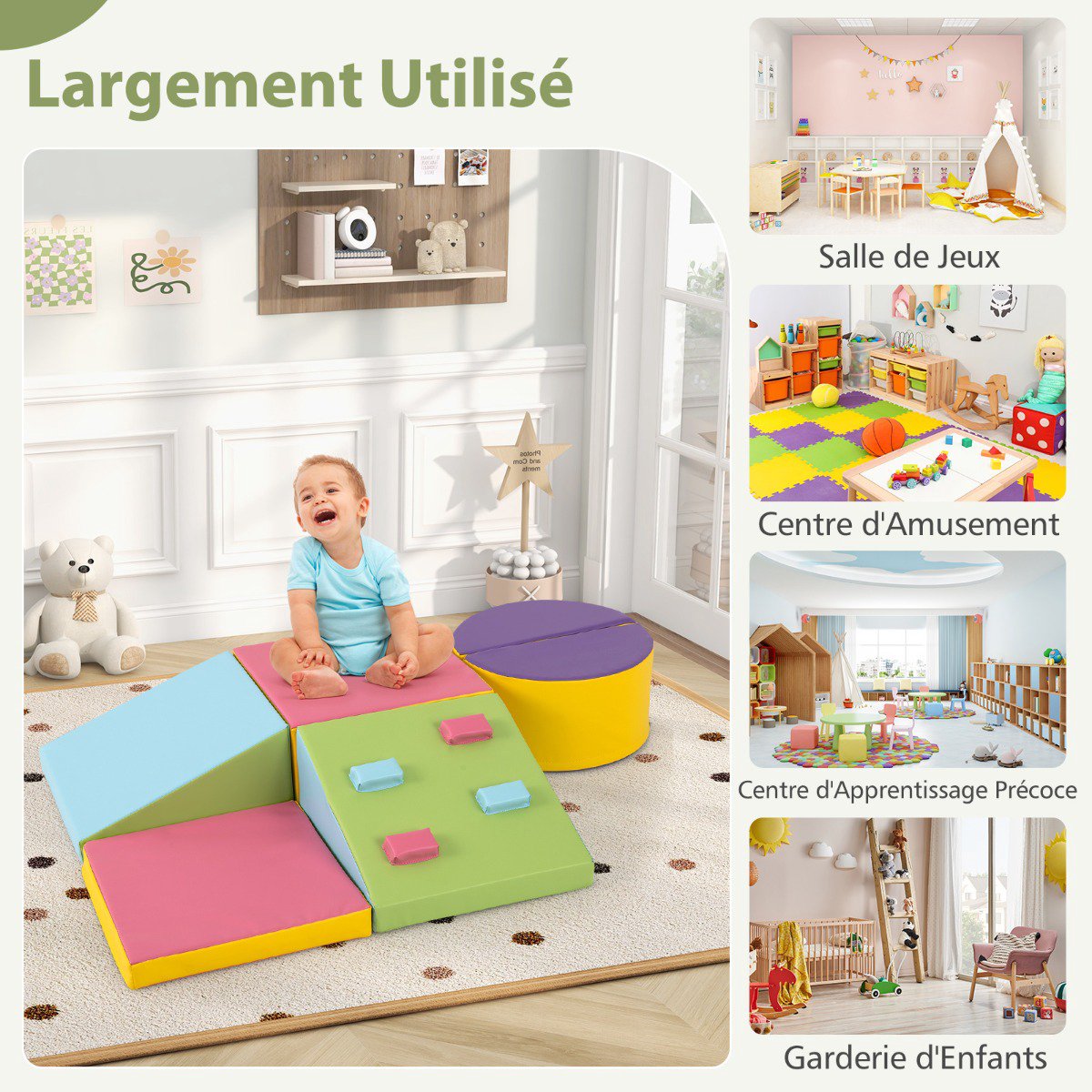 Foam Climbing Blocks, 6-Piece Hook-and-Loop Toddler Set
