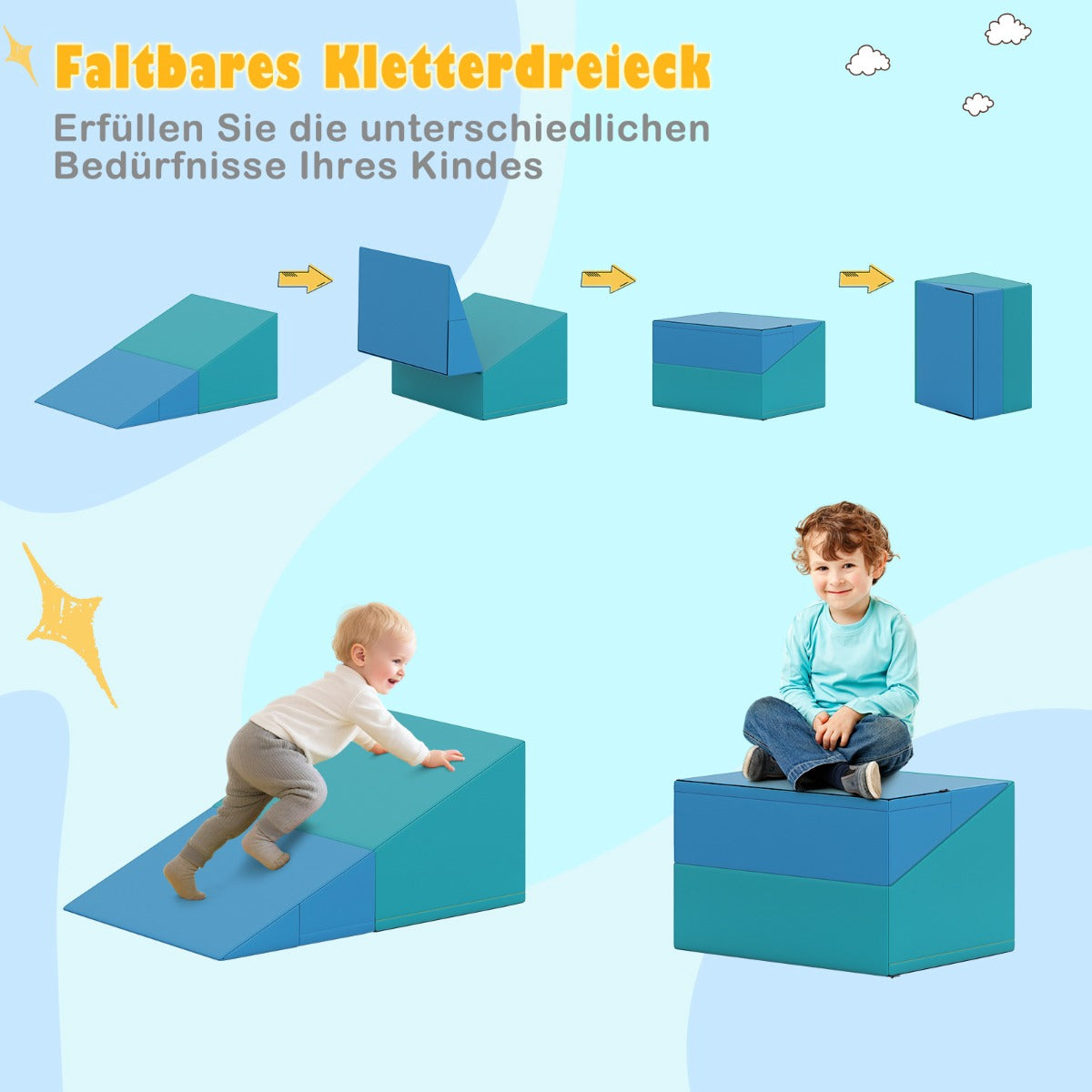Foam Climbing Blocks Set, PU Leather, 7 Pieces, Multicolor