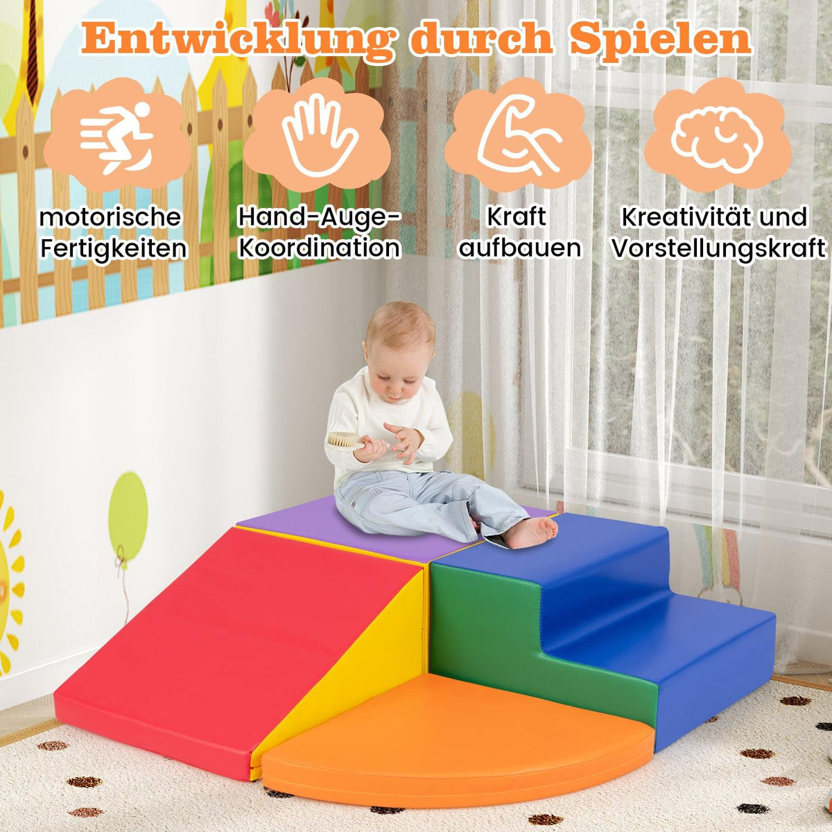 Foam Play Blocks Set – 4-Piece Climbing & Sliding