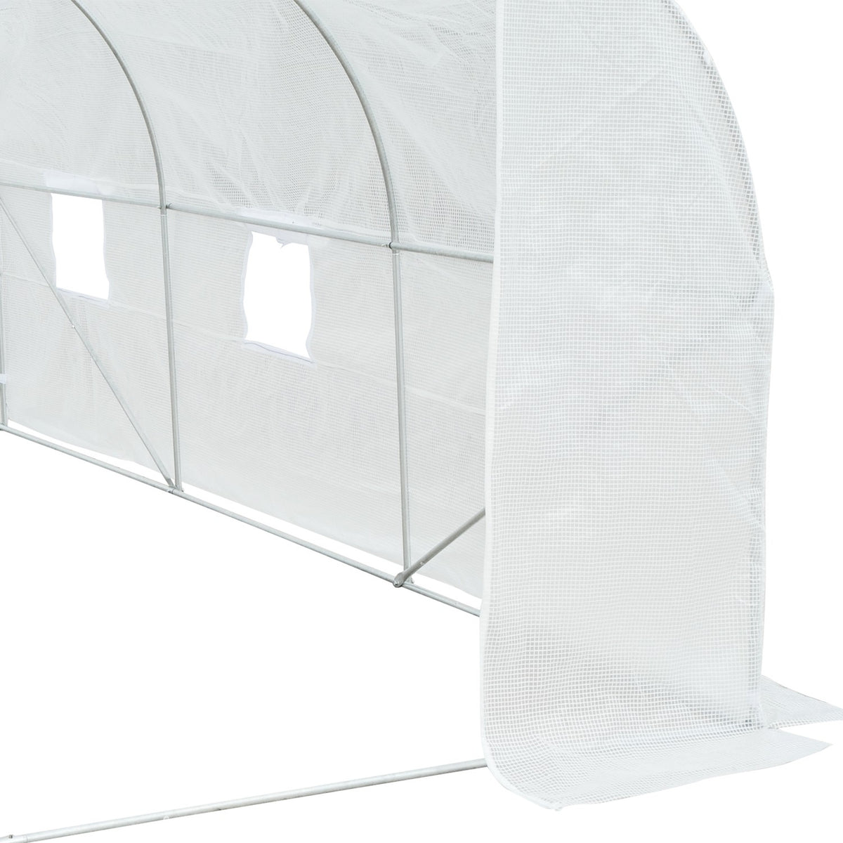 Foil Greenhouse 3.5X3X3M Uv Protection Tomato House, Mesh Window, Windproof, For Garden & Balcony, Metal, White