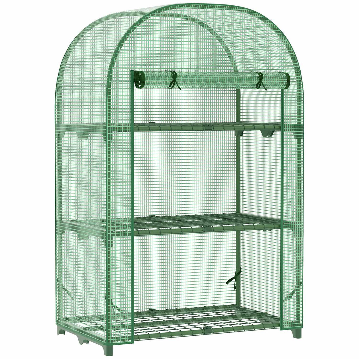 Foil Greenhouse 3 Shelves, Mini Greenhouse For Balcony, Greenhouse, Tomato House, Metal, Green, 80X49X120Cm