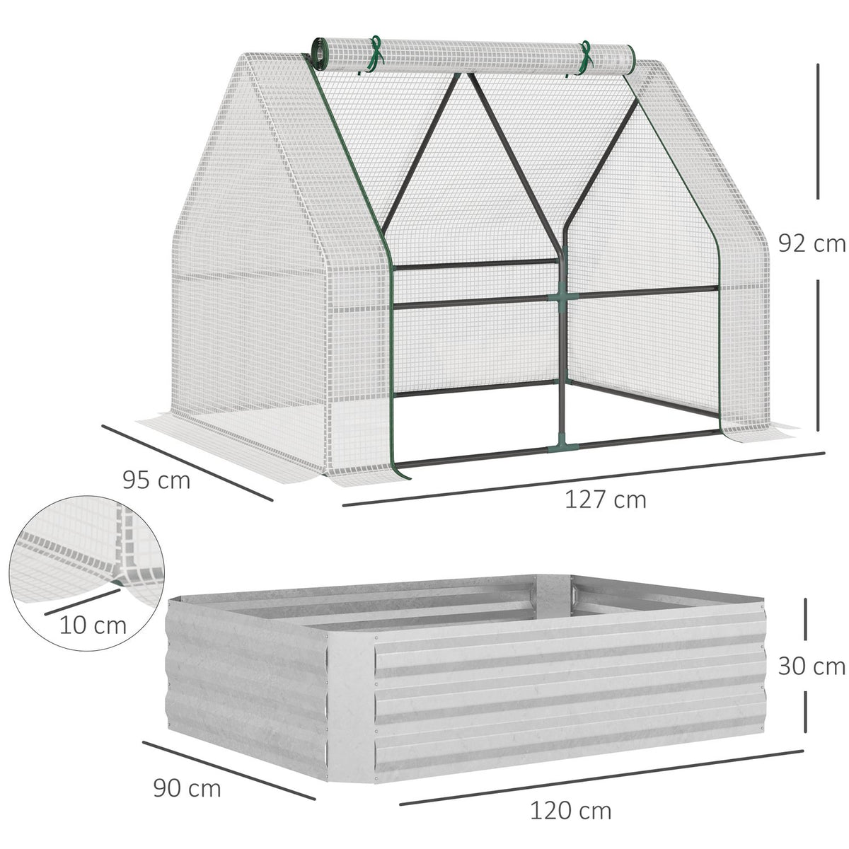 Foil Greenhouse Cold Frame With Roll-Up Door, Greenhouse In White, 127X95X92Cm, For Plant Cultivation
