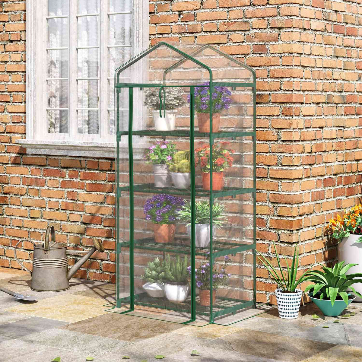 Foil Greenhouse For Tomatoes, 4 Shelves, Cold Frame, Green, 70X50X160Cm
