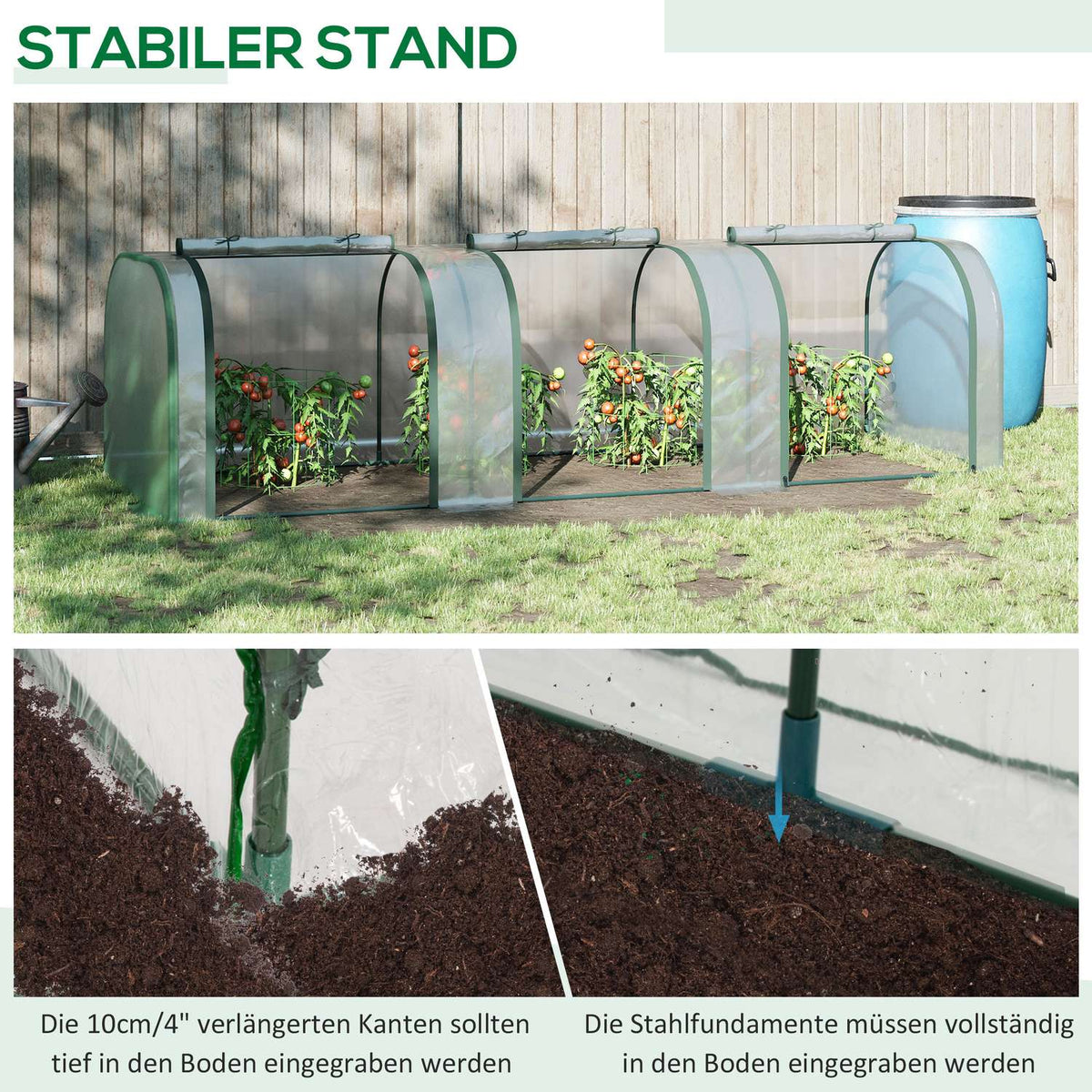 Foil Greenhouse, Greenhouse, Greenhouse With Door, Cold Frame, Plant House, Plant Cultivation, Foil, Steel, Transparent, 295 X 100 X 80 Cm