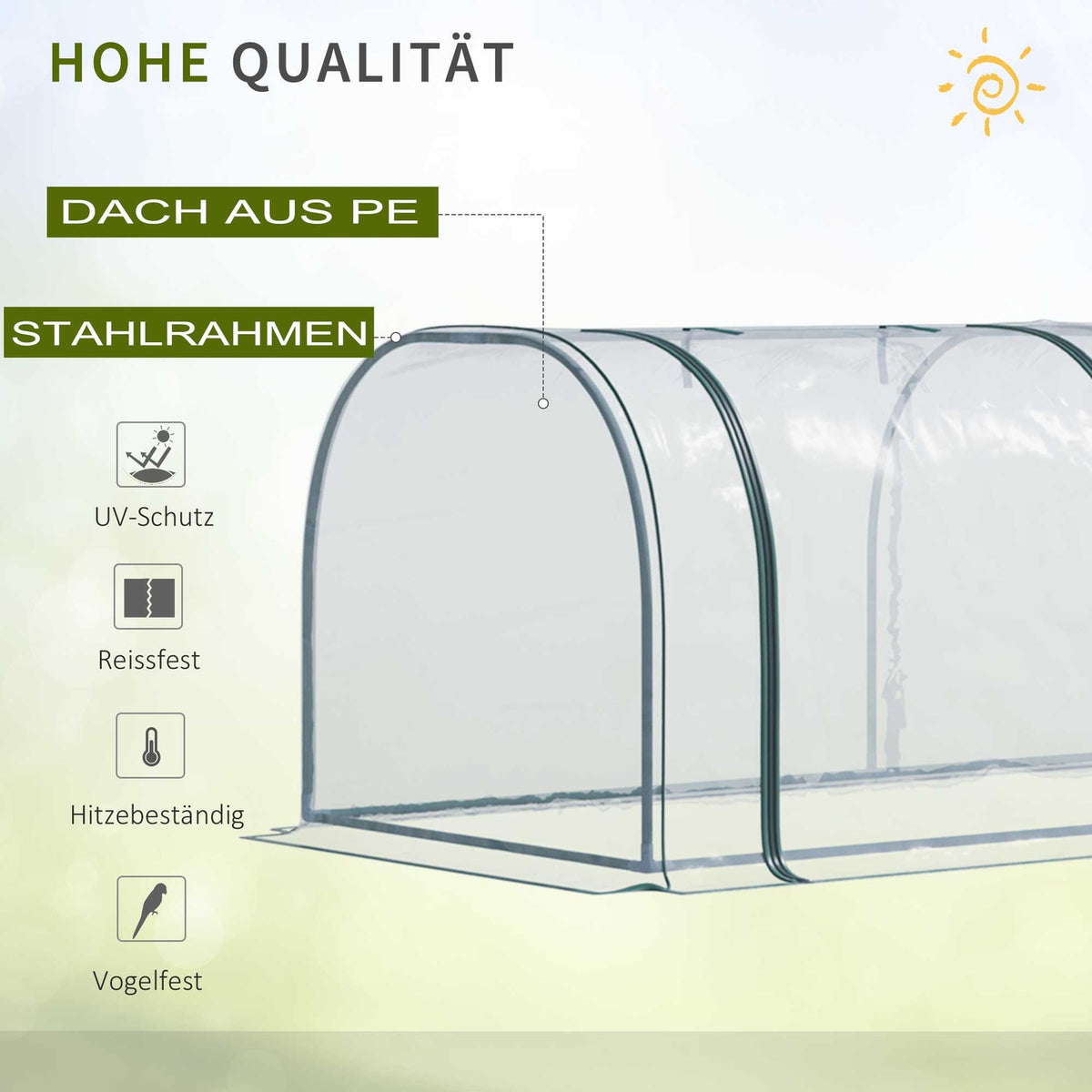 Foil Greenhouse Greenhouse With Door Cold Frame Plant House Plant Raising Steel Pvc Transparent Green 350 X 100 X 80 Cm