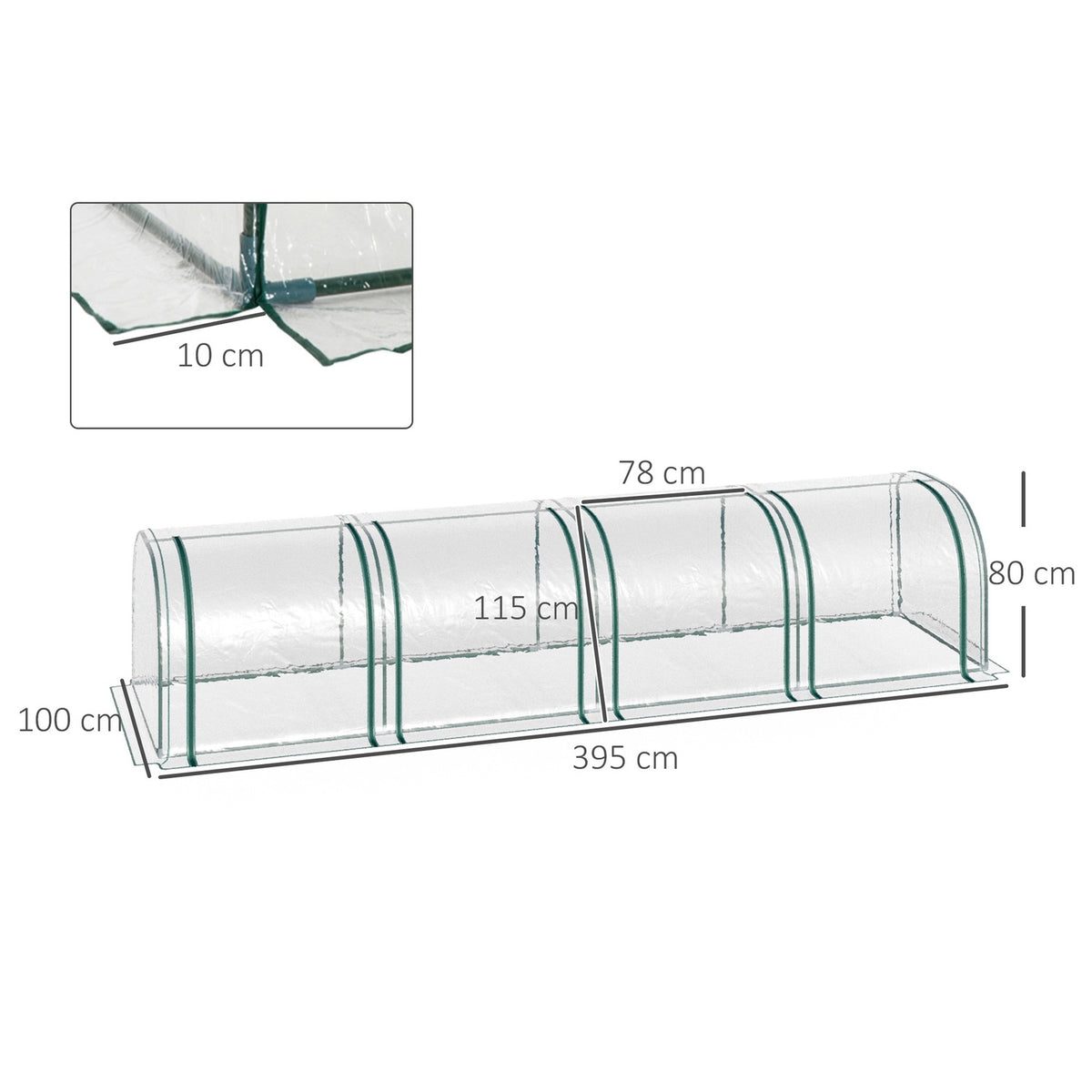 Foil Greenhouse Greenhouse With Door Cold Frame Plant Raising Plant House Foil Steel Pvc Transparent 395 X 100 X 80 Cm