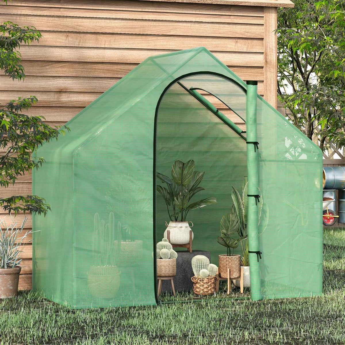 Foil Greenhouse Tomato Greenhouse Cold Frame With Window And Door Green Steel Pvc Plastic 180 X 100 X 168 Cm