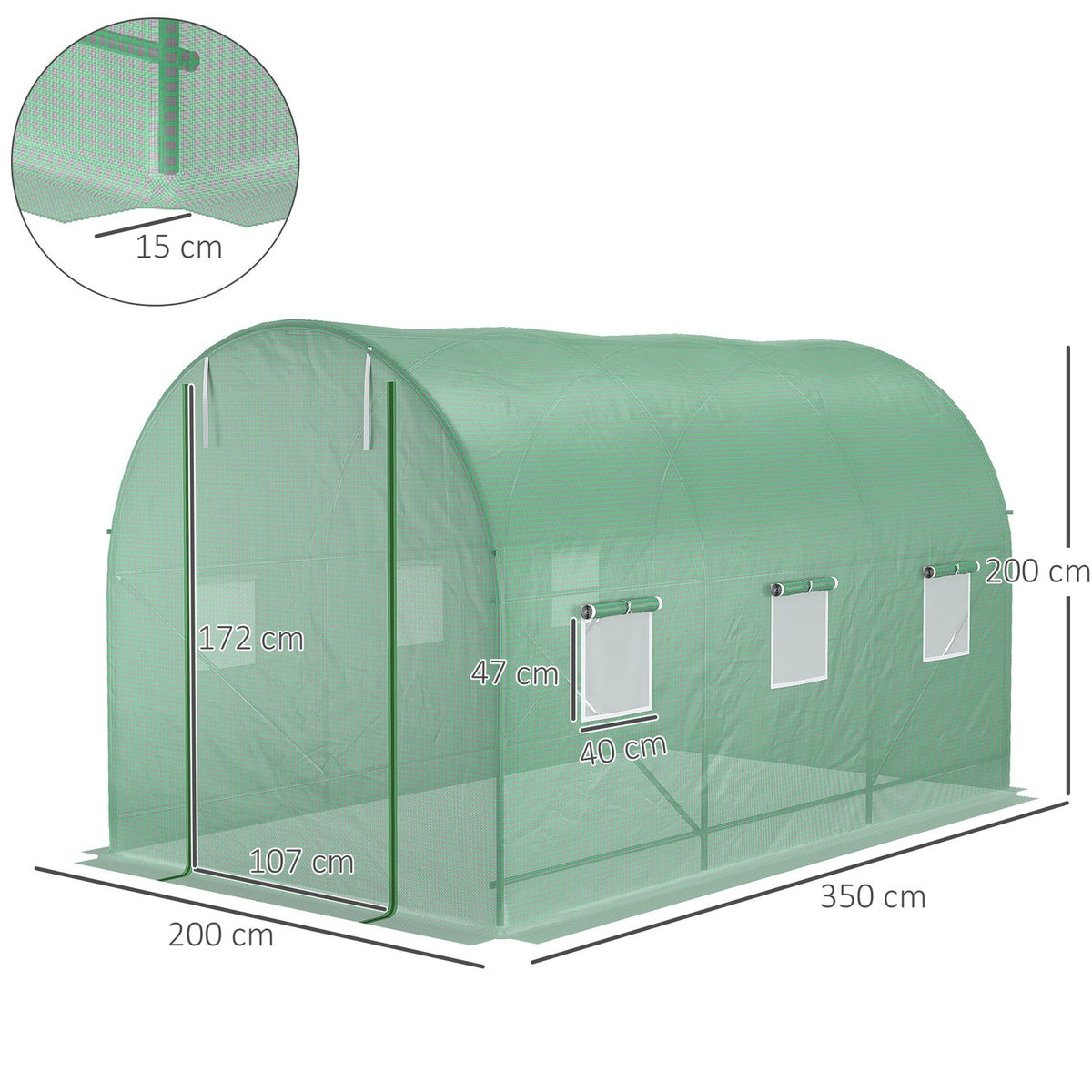 Foil Greenhouse Tomato Greenhouse Greenhouse Foil Tunnel Cold Frame With Window Green 350 X 200 X 200 Cm