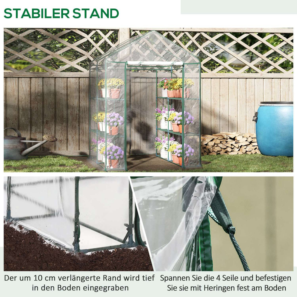 Foil Greenhouse Walk-In Garden Shed Tomato Greenhouse With 6 Shelves, Transparent Steel Pvc, For Garden