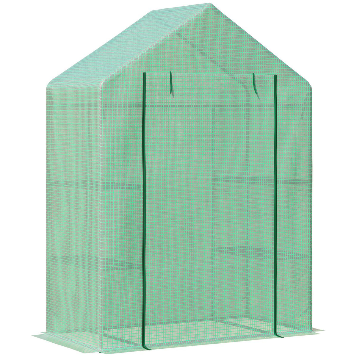 Foil Greenhouse Walk-In Garden Shed With 6 Shelves Greenhouse For Plants With Roll-Up Entrance Green