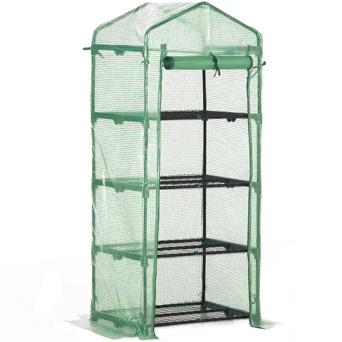 Foil Greenhouse With 4 Shelves, Cold Frame For Plants, Green, 70X50X160Cm