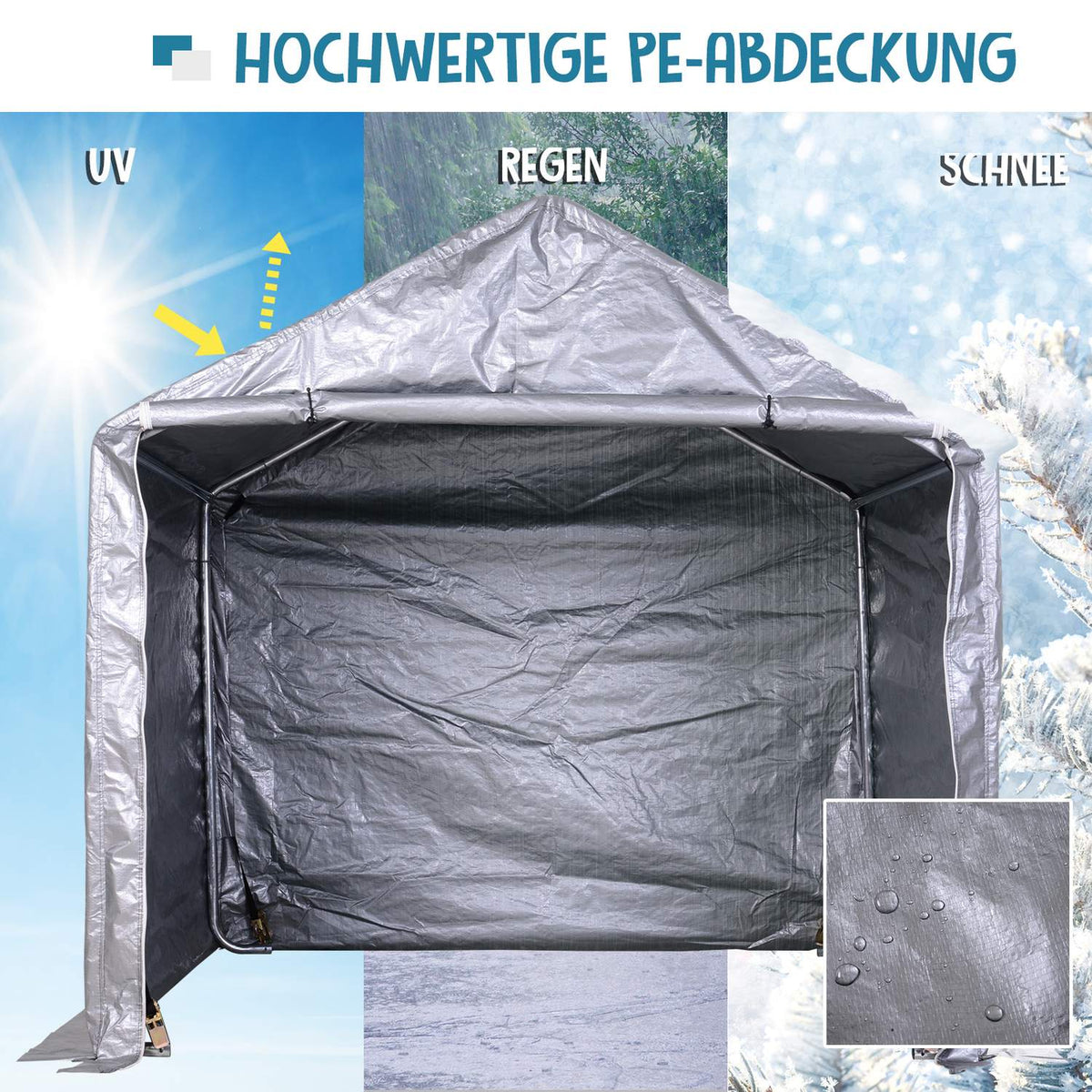 Foil Tool Shed 2X2X2M Garden Shed Foil Garage Steel Pe Gray