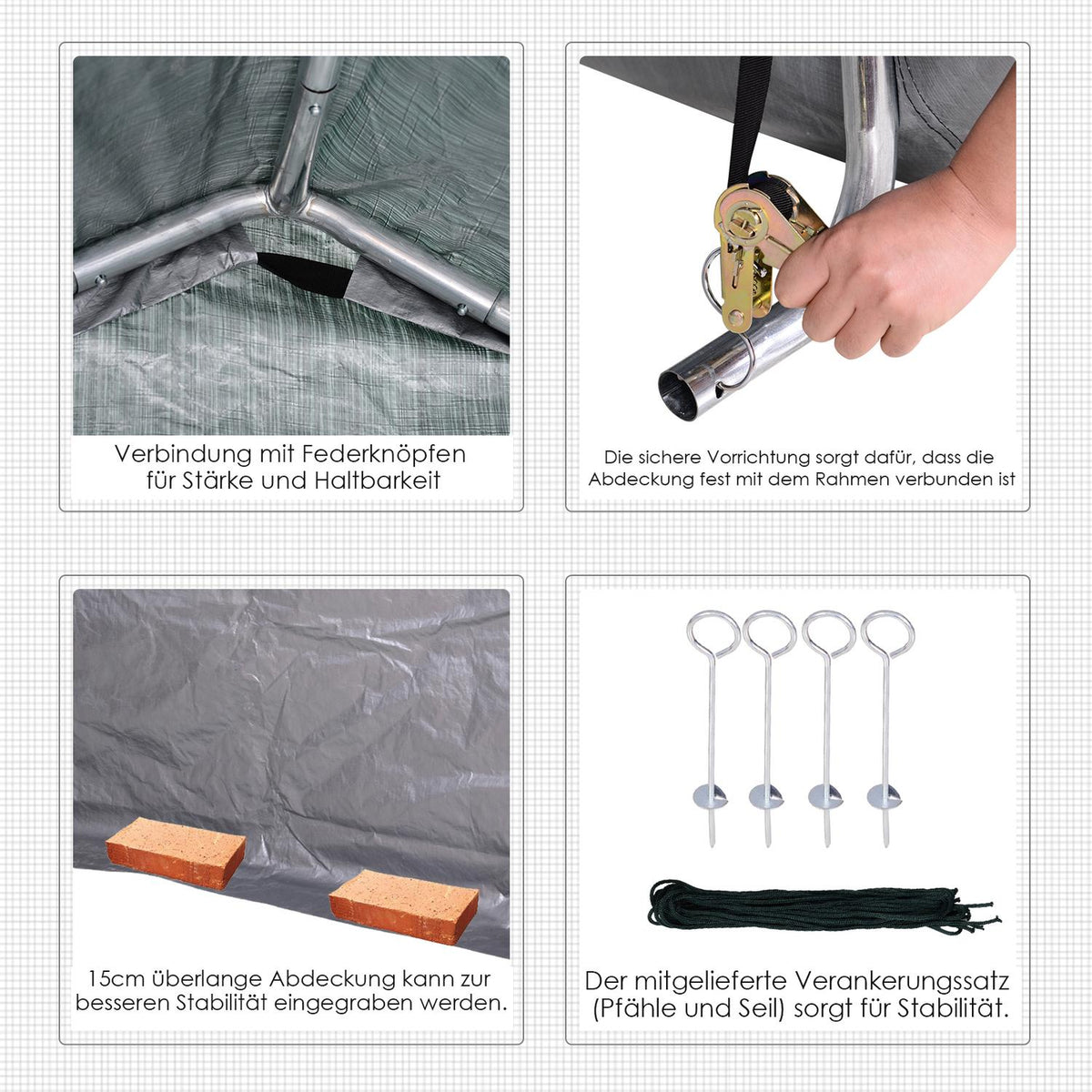 Foil Tool Shed 2X2X2M Garden Shed Foil Garage Steel Pe Gray