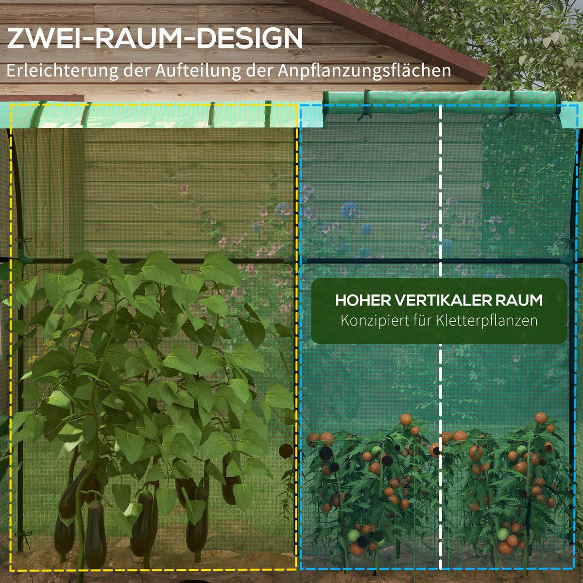 Foil greenhouse 2 roller doors windproof with side window UV protection for garden tomato house made of PE in green
